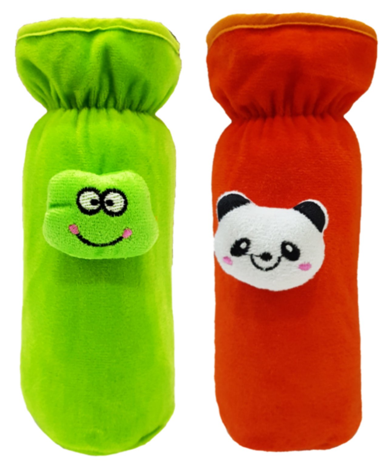 Brandonn Velvet Feeding Bottle Covers With Animal Motifs Fits 250 ml Bottle Set of 2 - Red Green-image-5