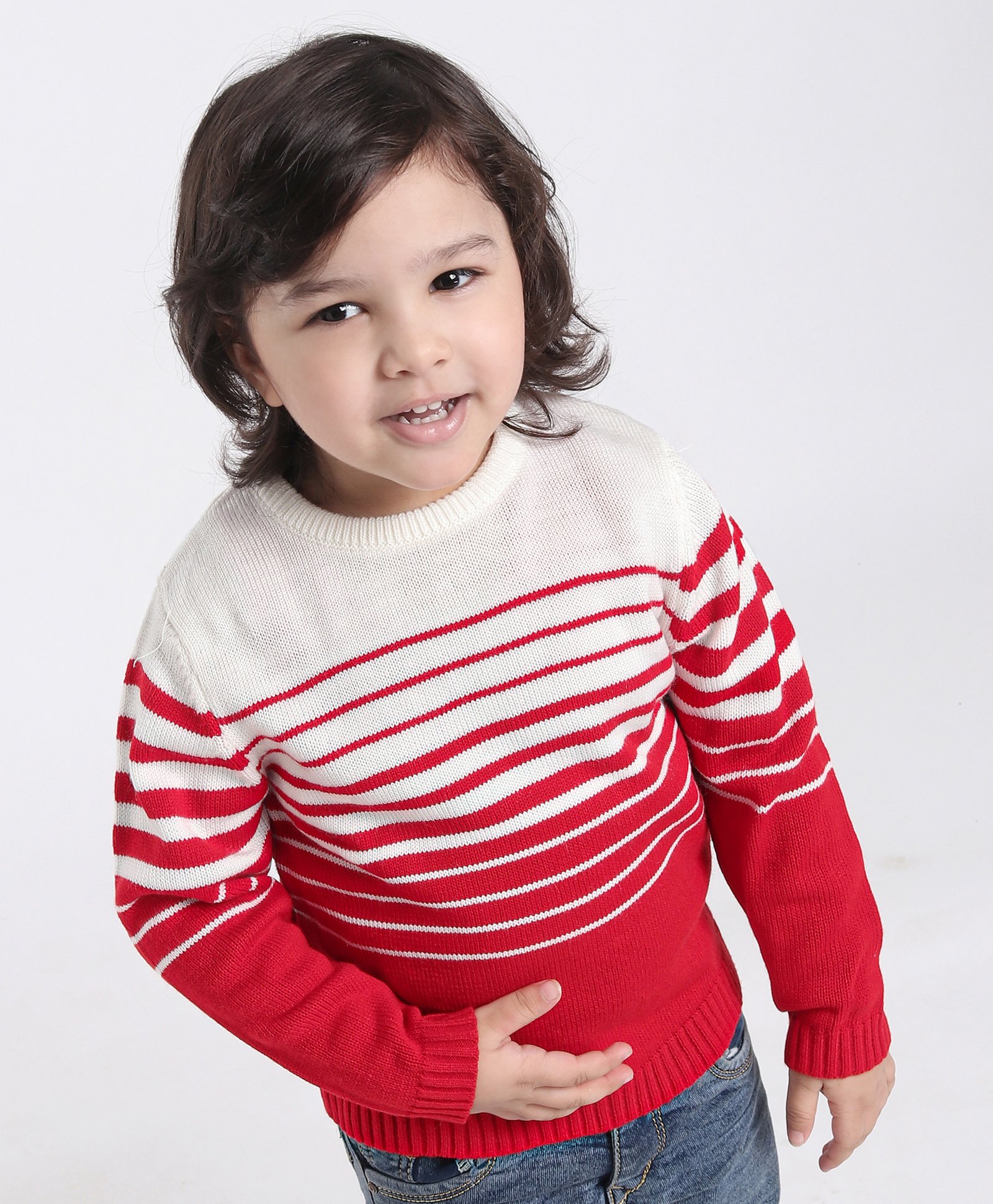 Babyhug Full Sleeves Sweater - Off White Red-image-43