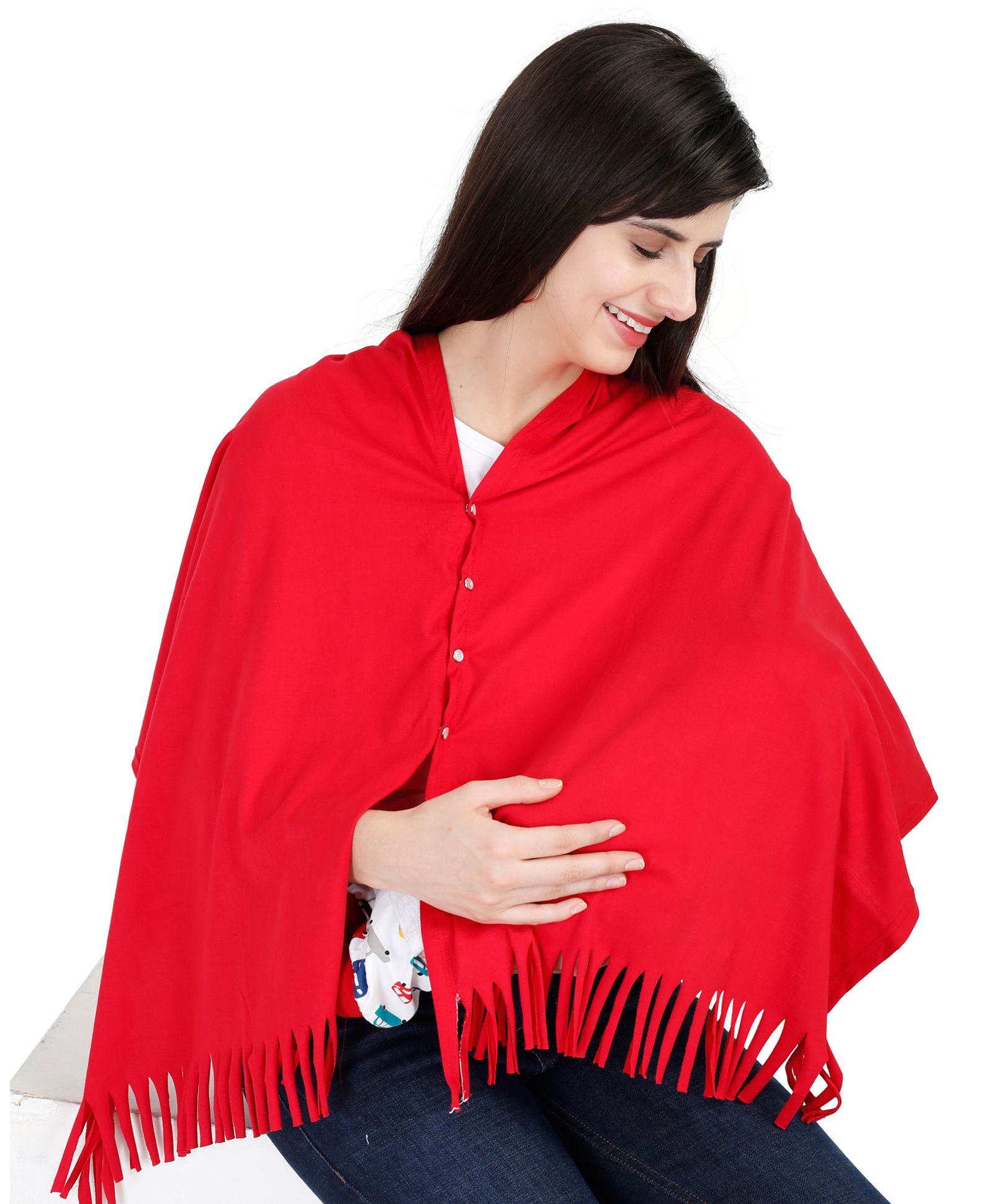 Lulamom Solid Multi Purpose Breast Feeding Nursing Shawl - Red-image-49