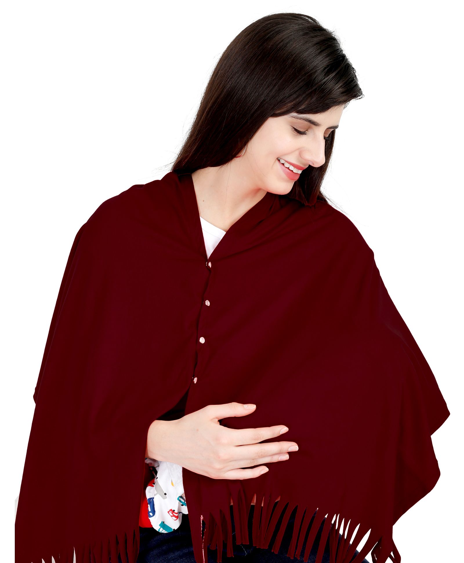 Lulamom Solid Multi Purpose Breast Feeding Nursing Shawl - Maroon-image-29