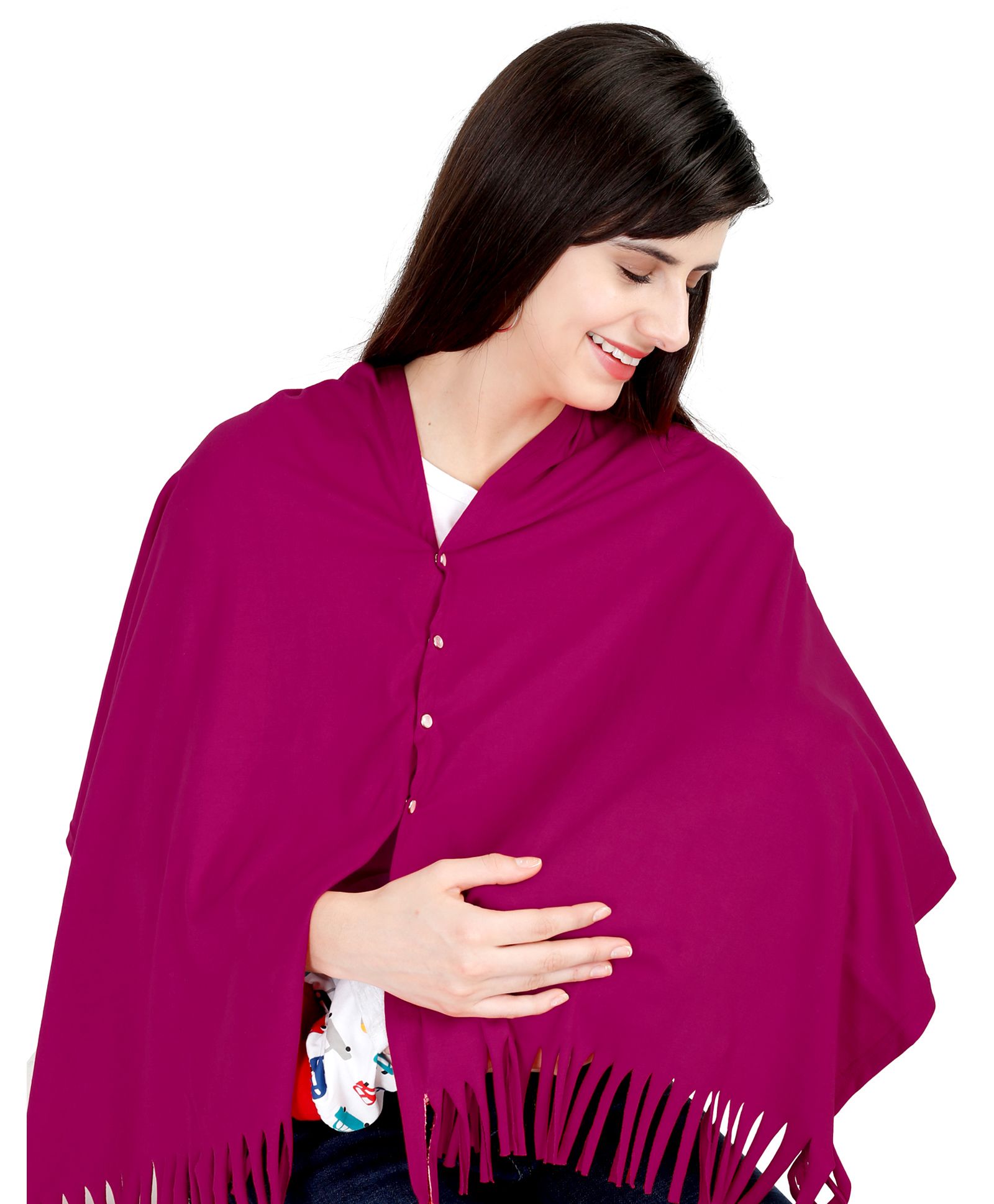 Lulamom Solid Multi Purpose Breast Feeding Nursing Shawl - Dark Pink-picture-29