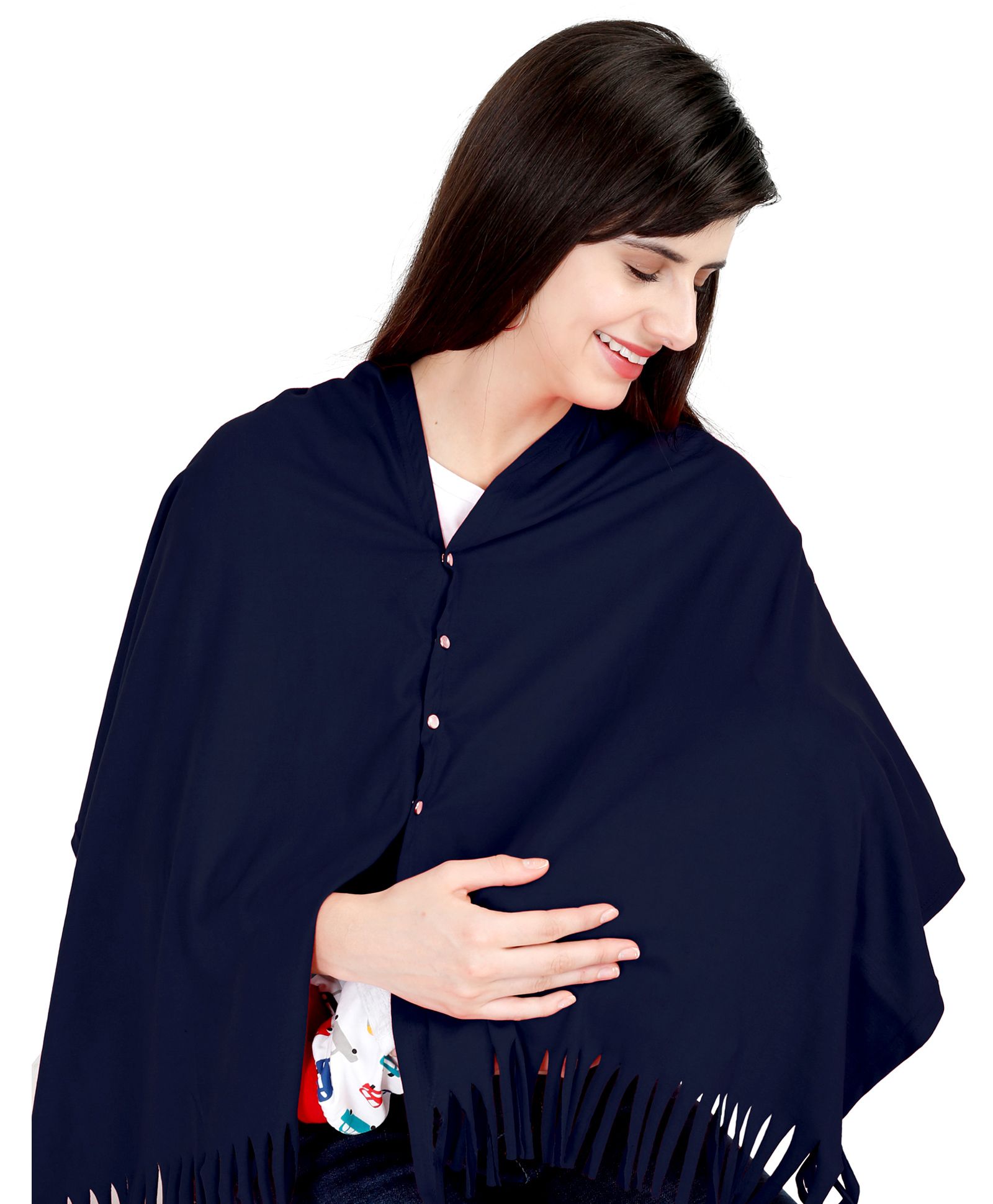 Lulamom Solid Multi Purpose Breast Feeding Nursing Shawl - Navy Blue-picture-28