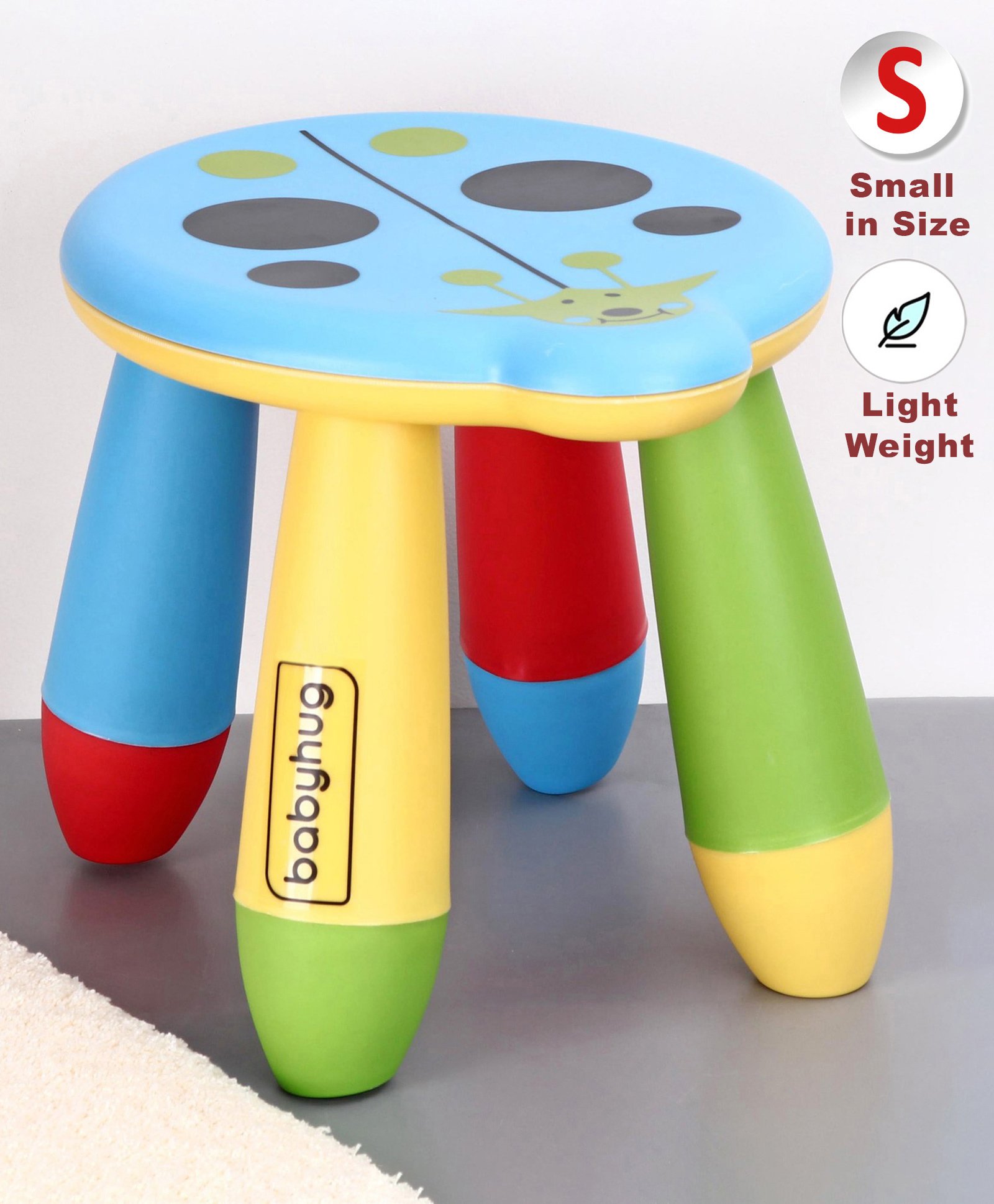 Babyhug Lightweight Stool Ladybug Design - Blue-image-5