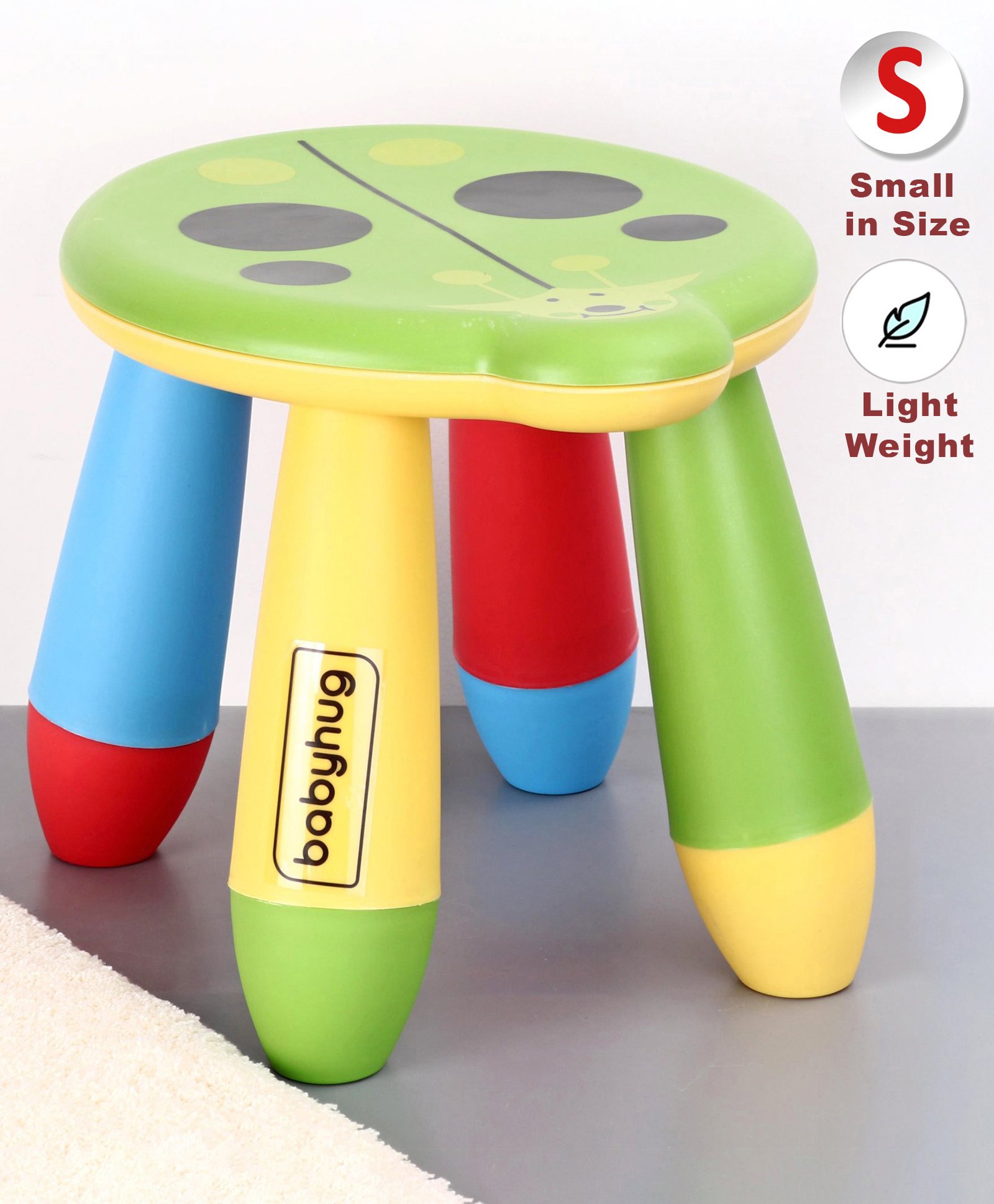 Babyhug Lightweight Stool Ladybug Design -Green-picture-26