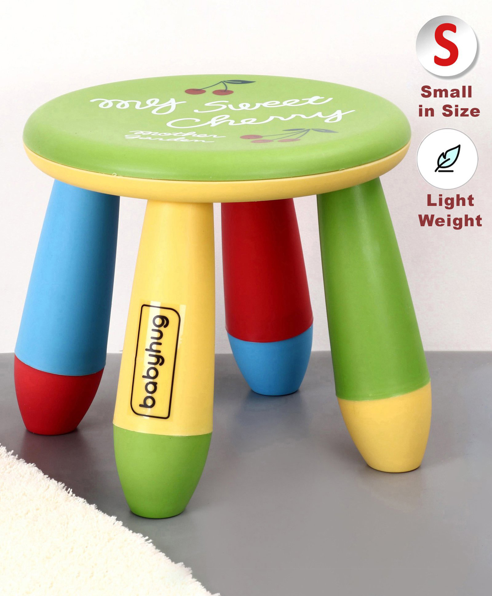 Babyhug  Small Size Stool Cherry Print - Green& Multicolor-picture-13