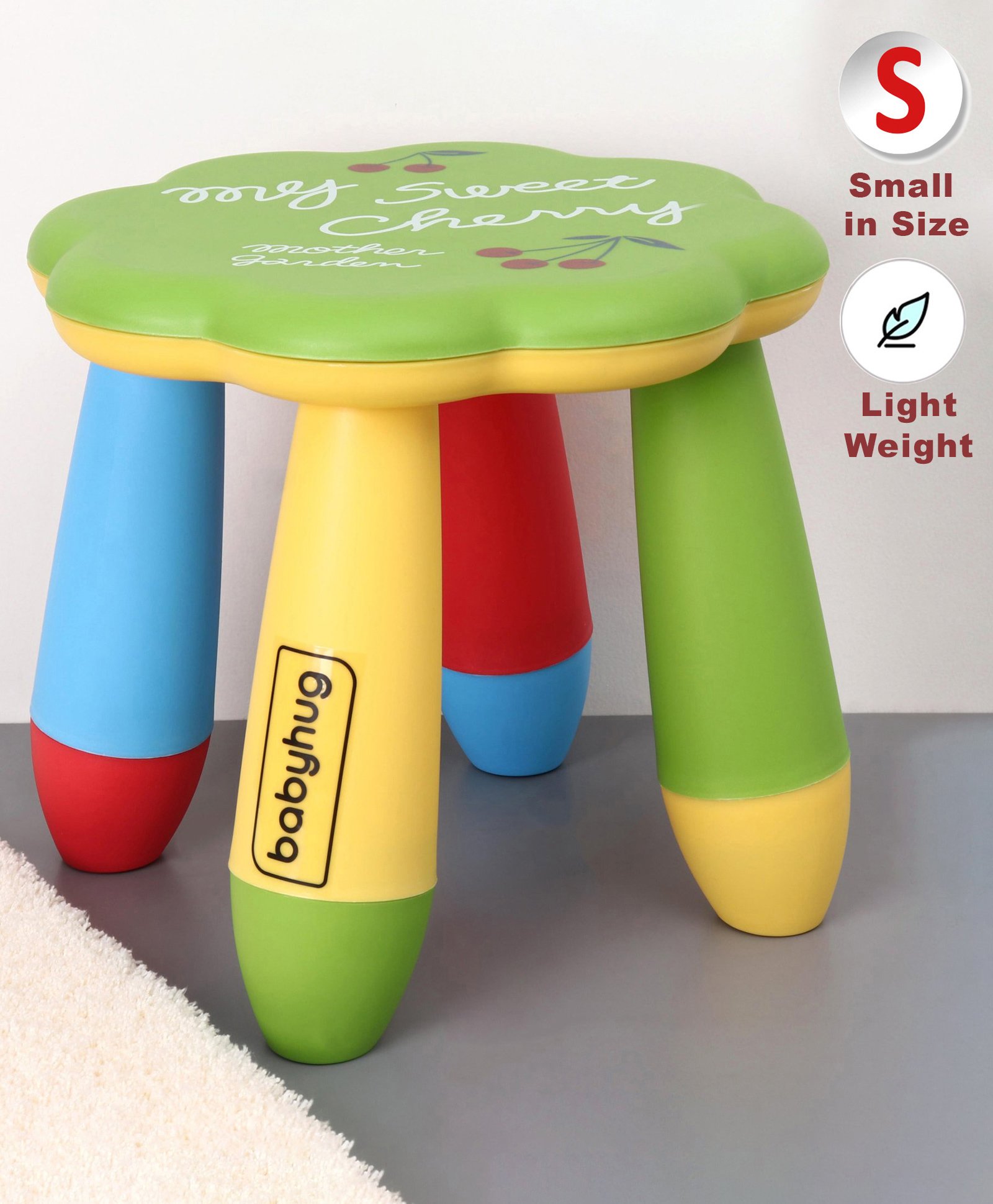 Babyhug Lightweight  Small SIze Kids Stool Floral Design - Green Multicolor-picture-26