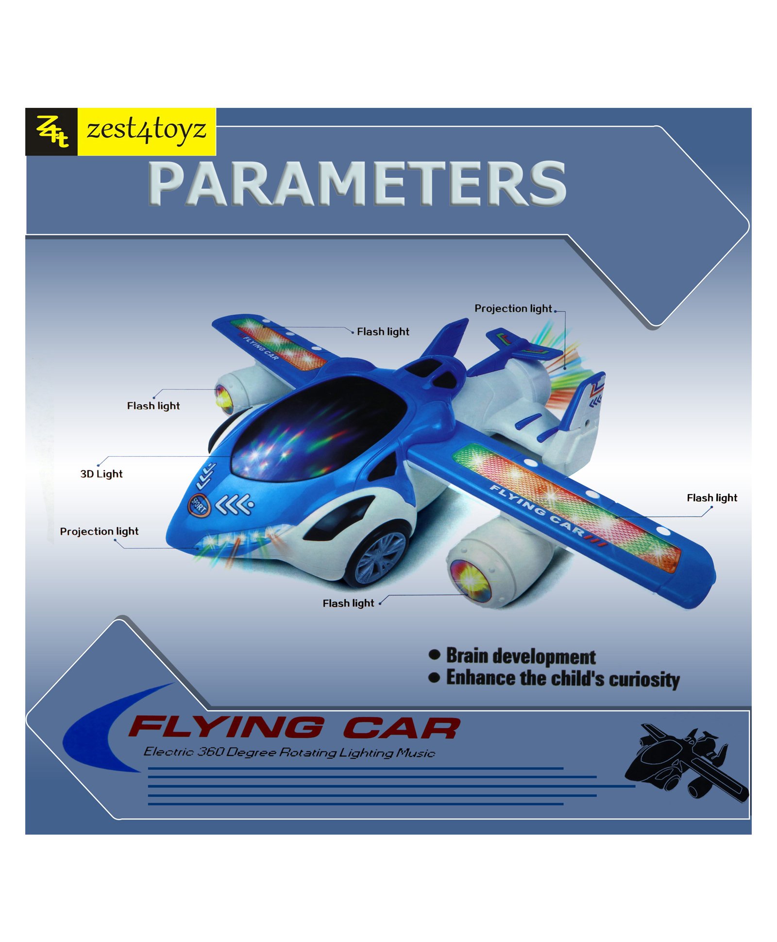 Zest 4 Toyz 360 Degree Rotating Flying Car with Flashing Light & Sound-image-45