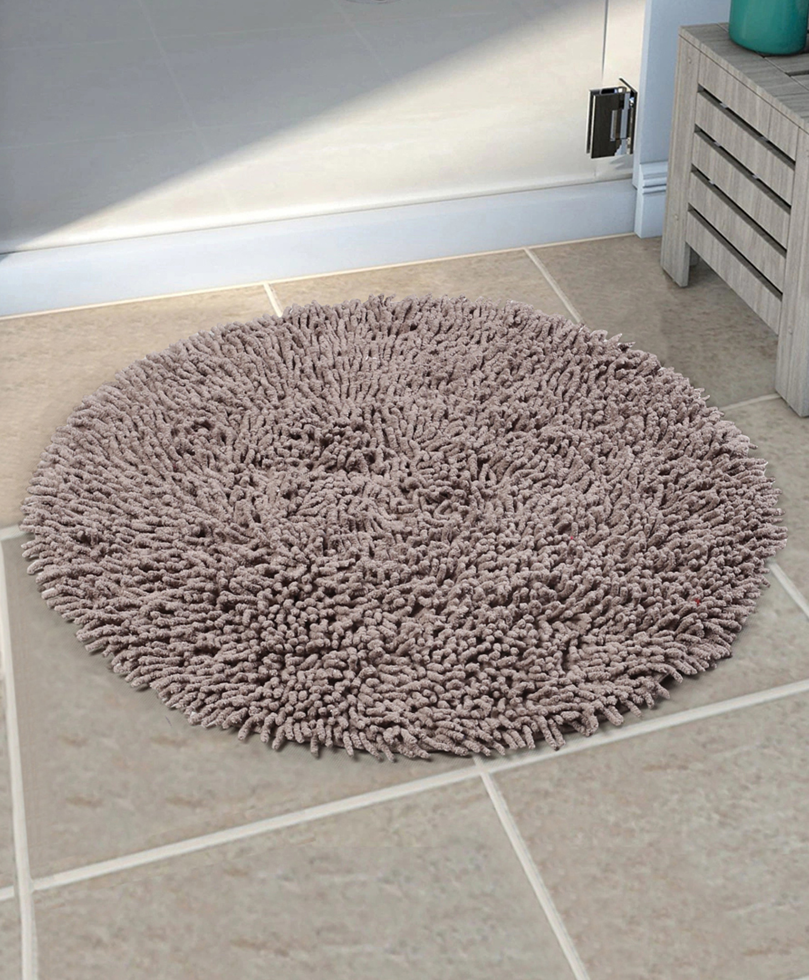 Saral Home Pure Cotton Round Shaped Shaggy Mat - Grey-image-4