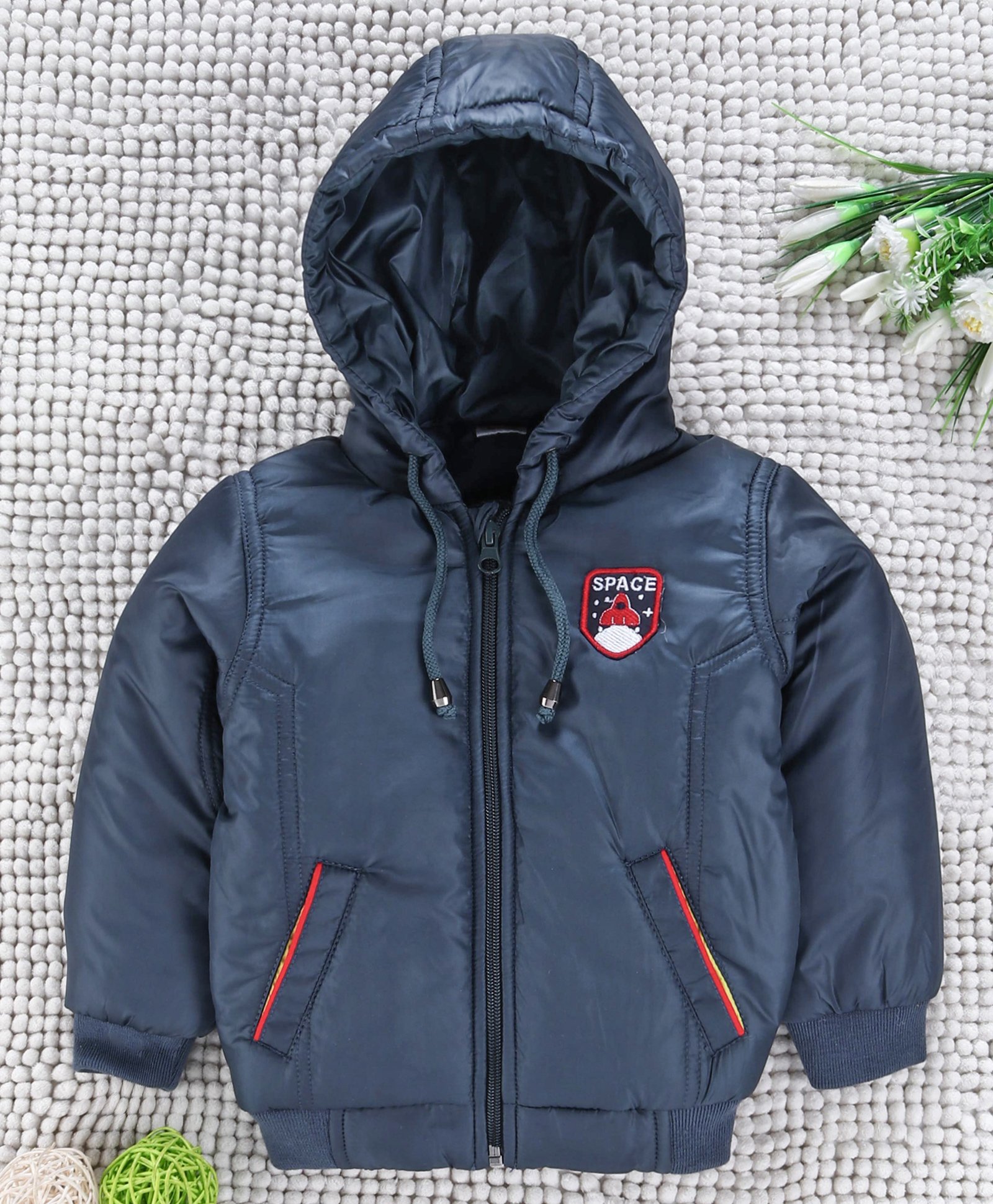 Babyhug Full Sleeves Hooded Winter Jacket - Navy Blue-image-14