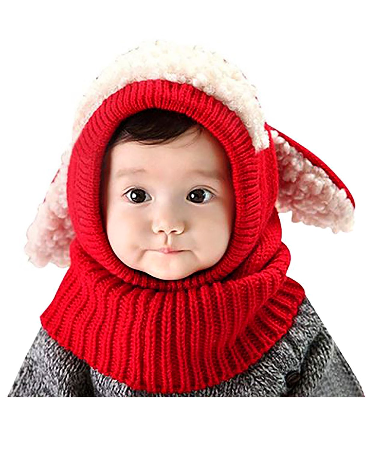Syga Knitted Woolen Dog Design Cap - Red-picture-22