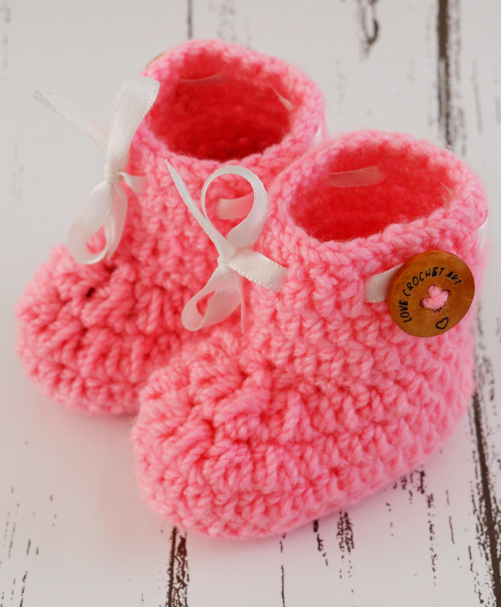 Love Crochet Art Ribbon Detailed Booties - Baby Pink-picture-49