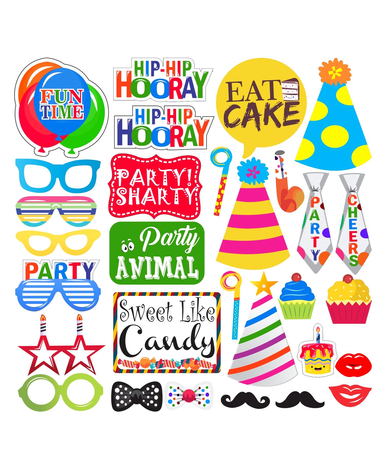 Syga Photo Booth Party Theme Props Set 30 Pieces - Multicolor Online in  India, Buy at Best Price from  - 3133210