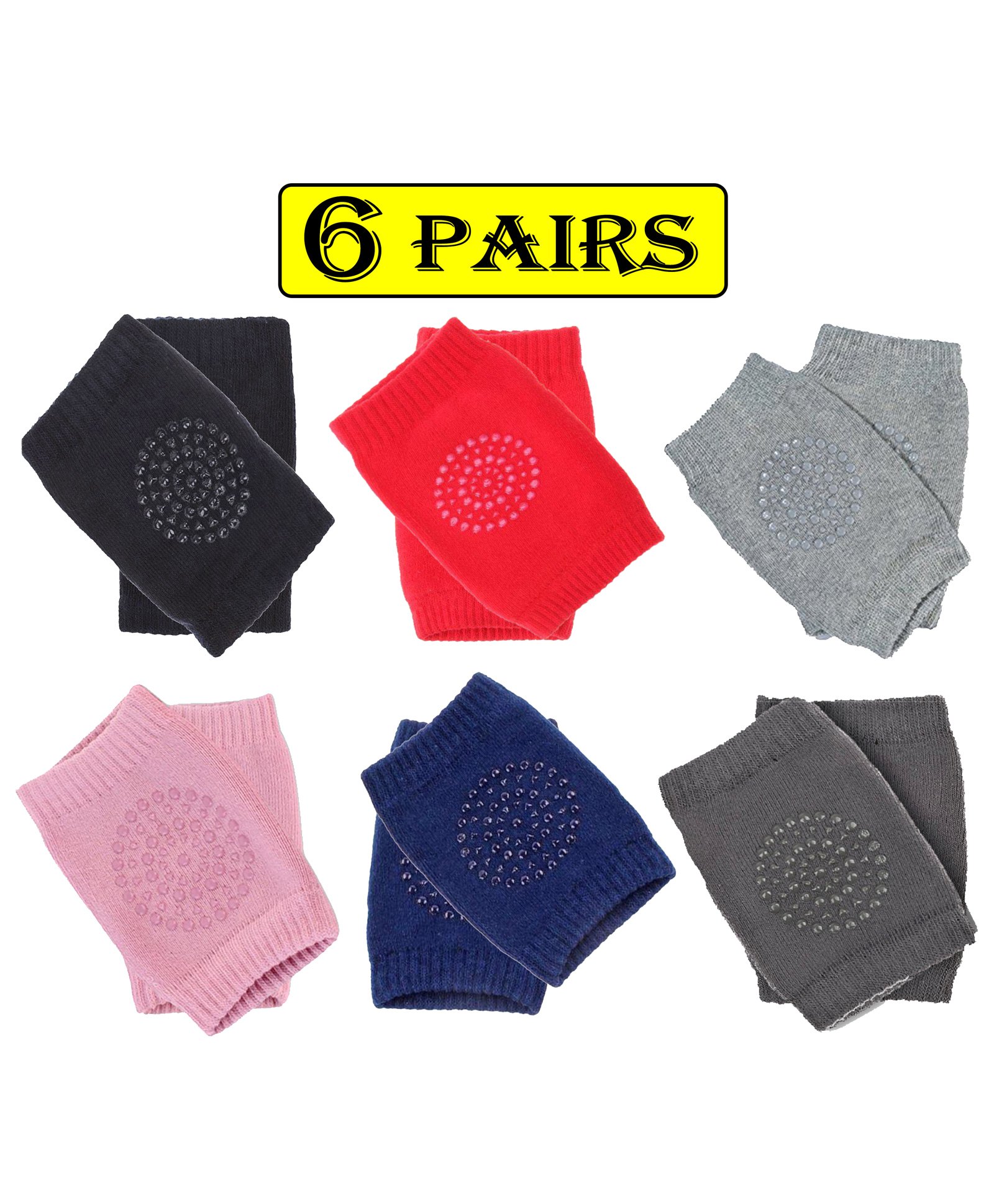 Babymoon Baby AntiSlip Stretchable Knee Cap Elbow Safety Protector Set Of 6 - Multicolour-image-23