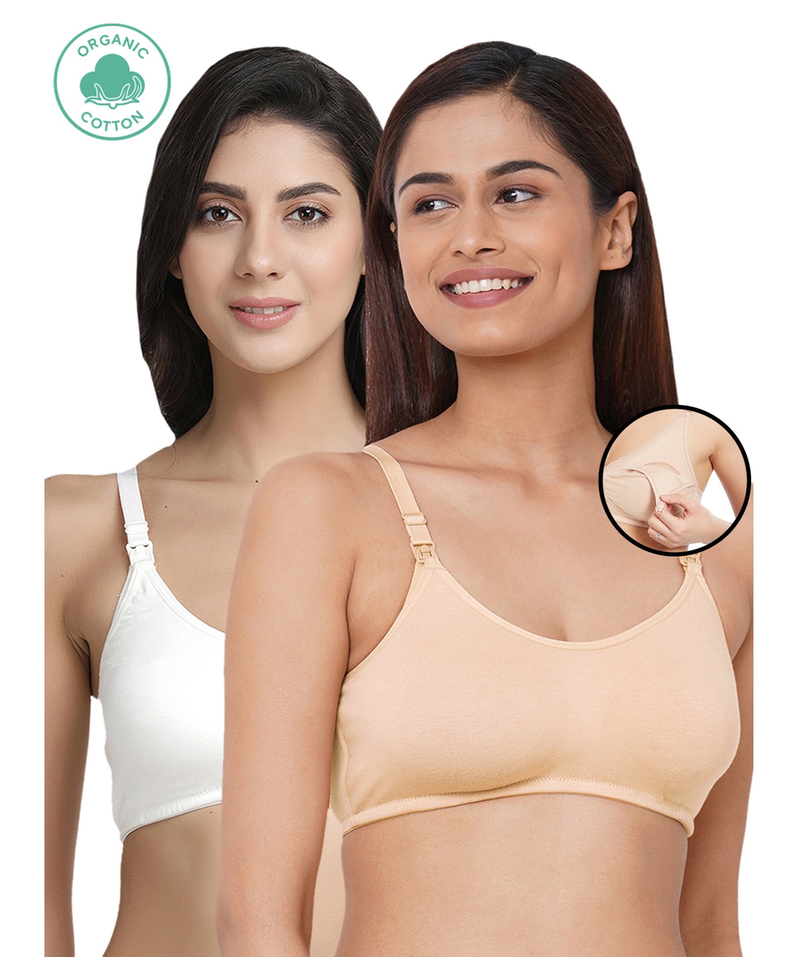 Inner Sense Pack Of 2 Organic Antimicrobial Nursing Bra - Beige-image-8