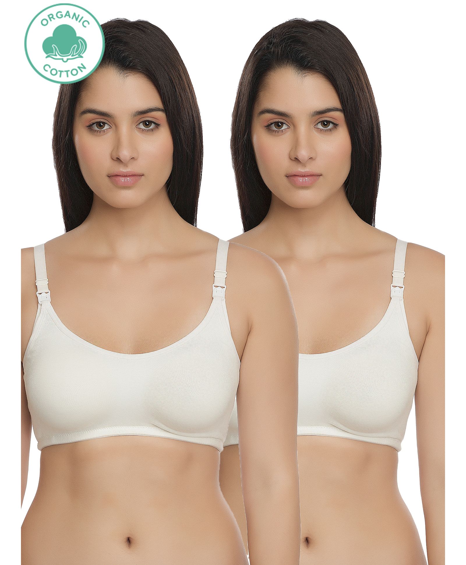 Inner Sense Solid Organic Antimicrobial Nursing Bra Pack of 2 - White-image-5