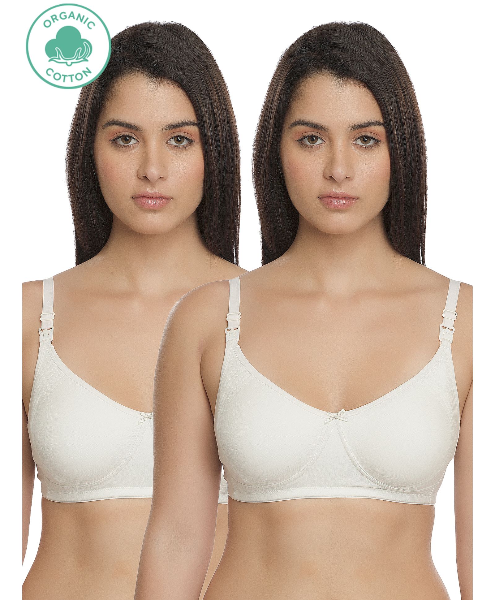 Inner Sense Solid Organic Antimicrobial Feeding Bra Pack of 2 - White-image-19