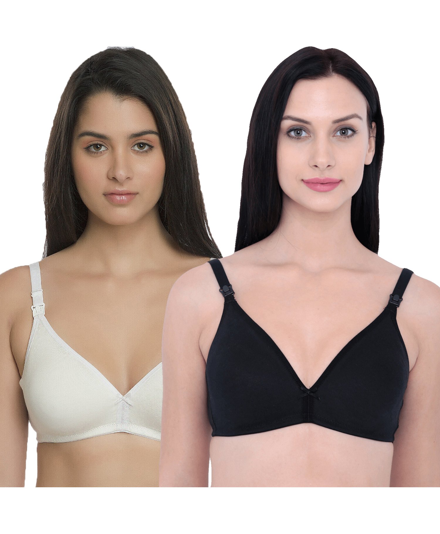 Inner Sense Solid Organic Antimicrobial Nursing Bra Pack of 2 - Black & White-image-6