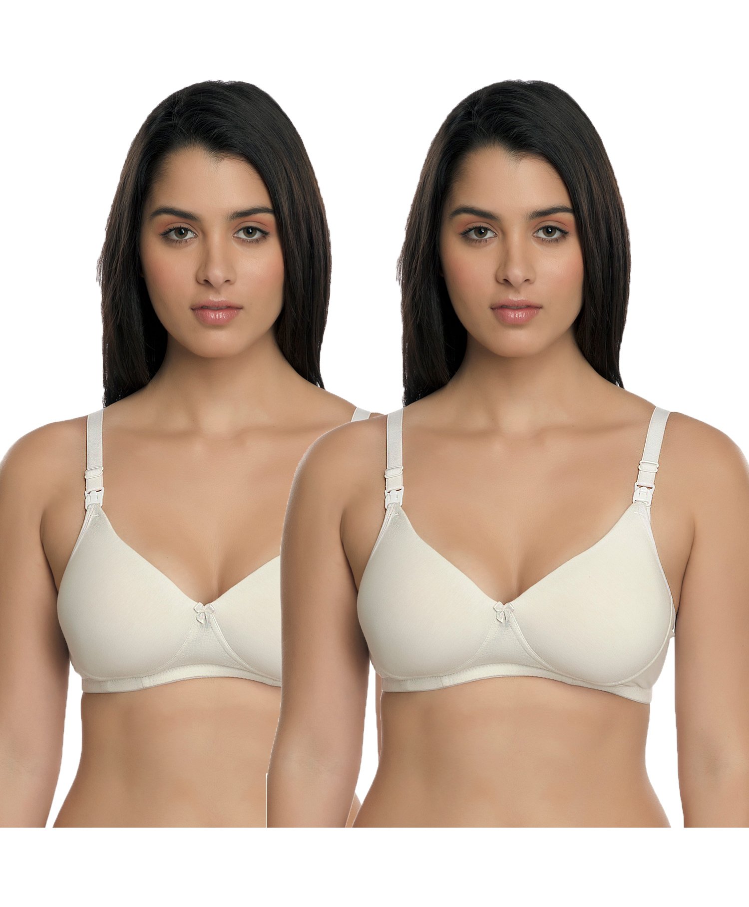 Inner Sense Solid Organic Antimicrobial Padded Feeding Bra Pack of 2 - White-image-5