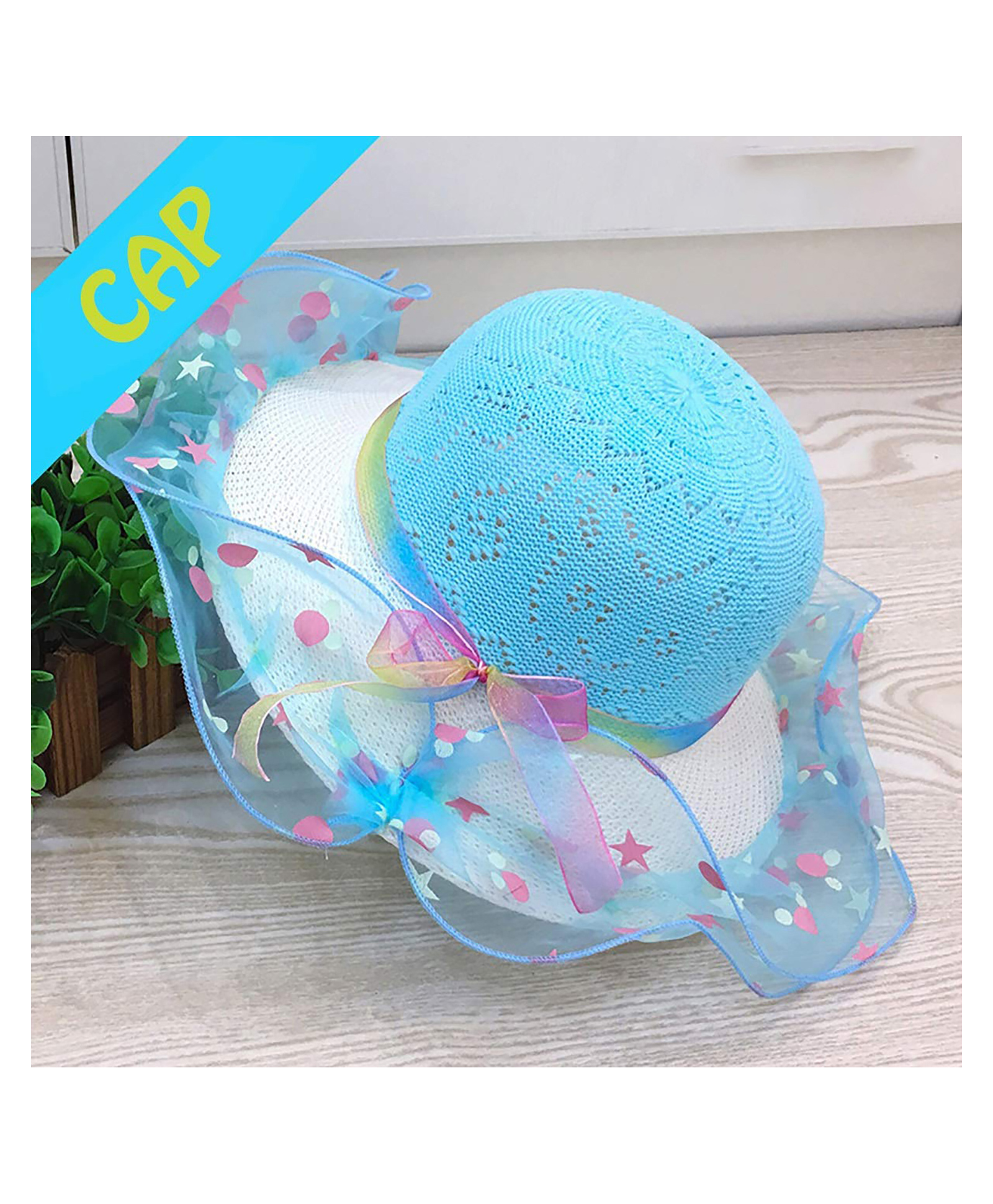 Syga Straw Hat With Frill & Bow - Sky Blue-image-27