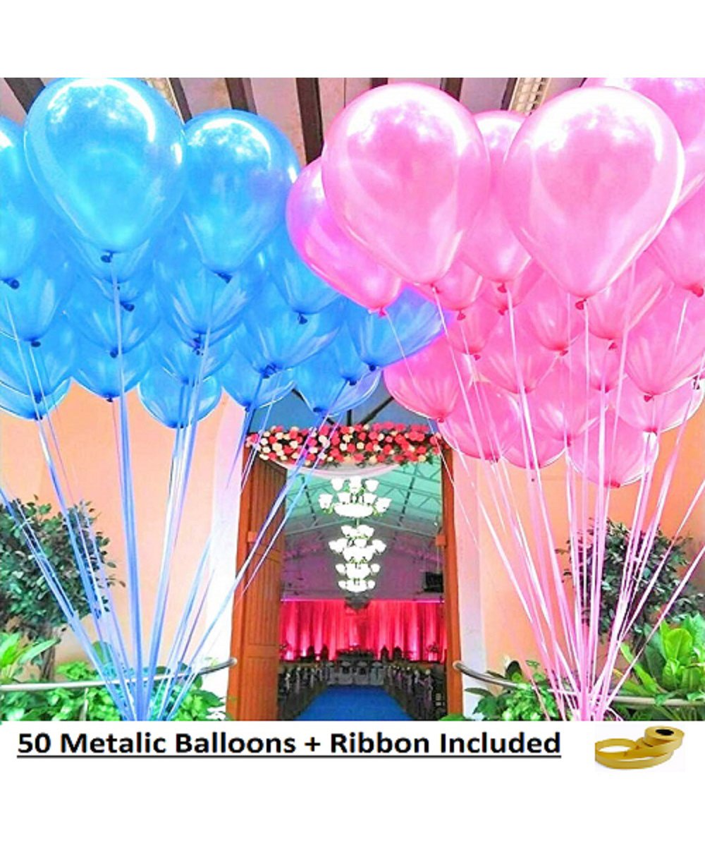 Shopperskart Metallic Balloons Blue Pink - Pack of 50-image-5