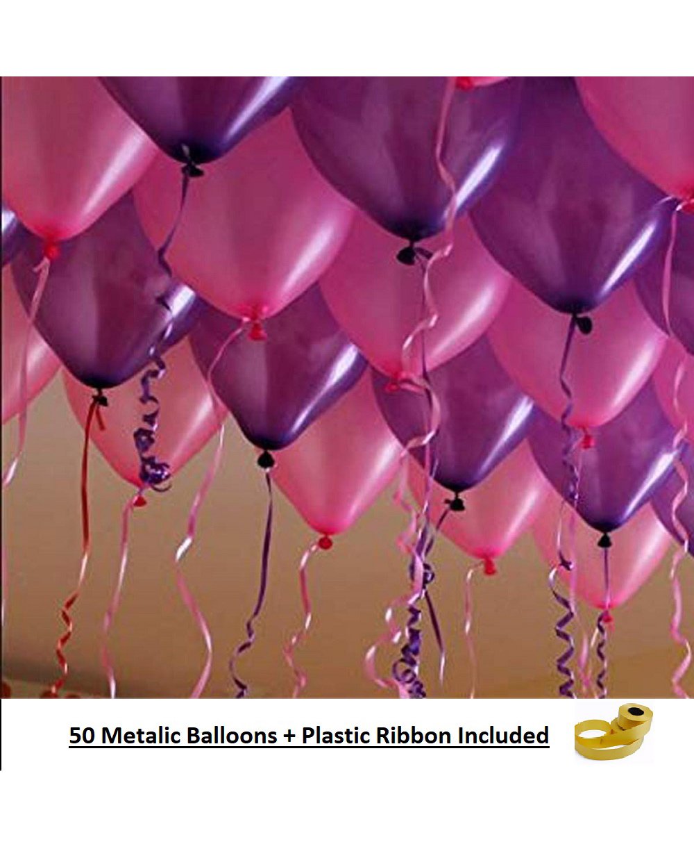 Shopperskart Metallic Balloons Pink Purple - Pack of 50-image-42