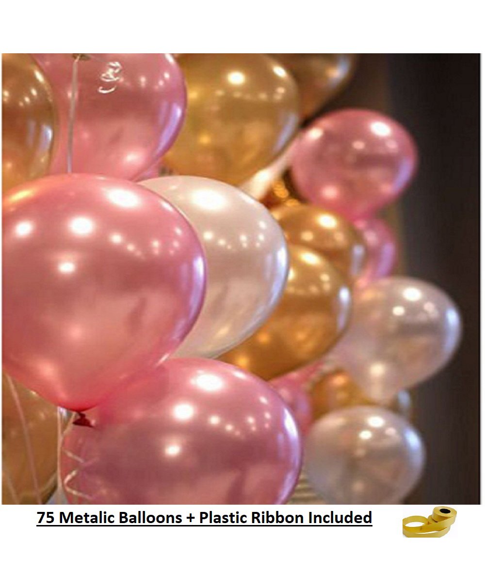Shopperskart Metallic Balloons Pink Silver Golden - Pack of 75-image-41