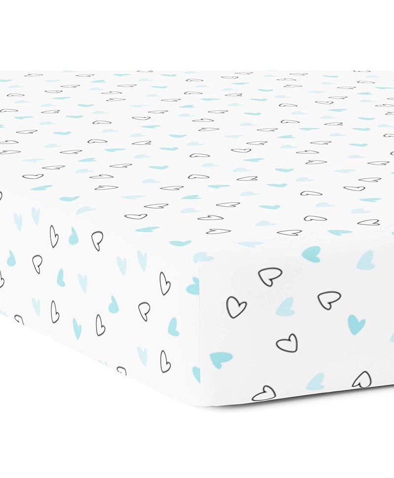 The White Cradle Pure Organic Cotton Fitted Crib Sheet - White Blue-picture-13