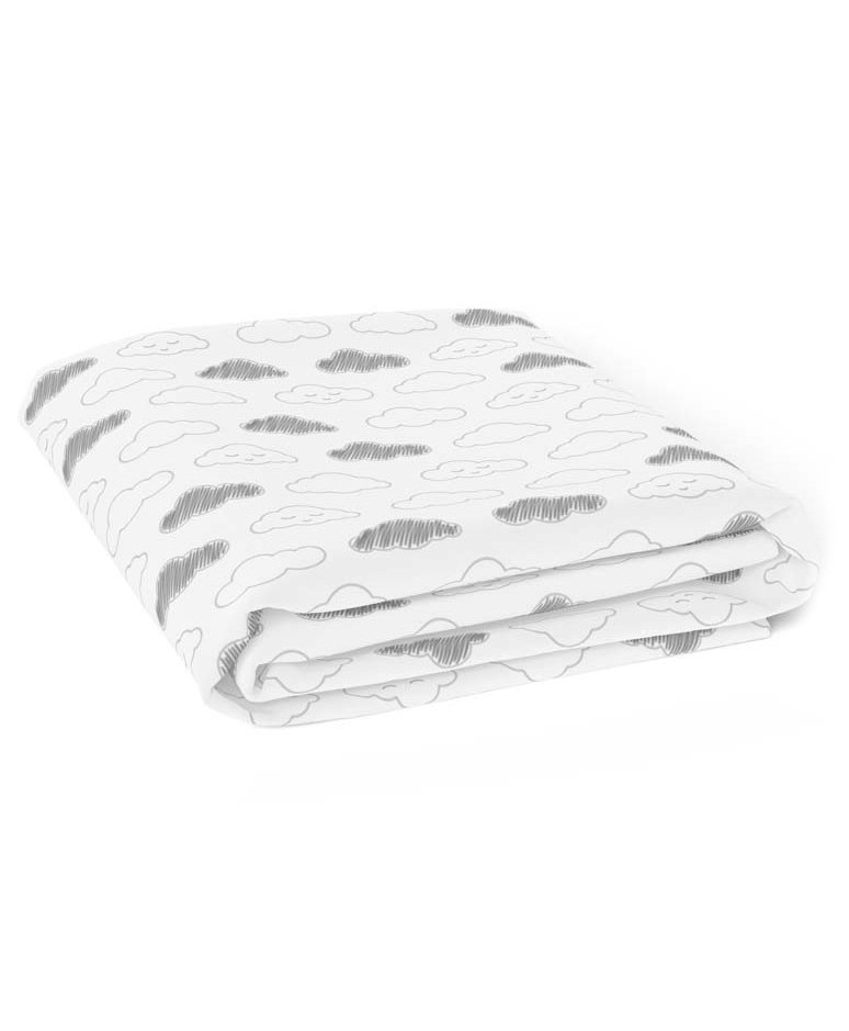 The White Cradle Organic Cotton Fitted Crib Sheet Cloud Print - White-image-49