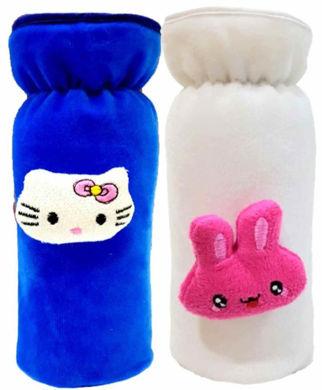 Brandonn Velvet Shearing Soft Bottle Cover With Motif White Royal Blue Pack of 2 - Fits upto 250 ml each-image-14