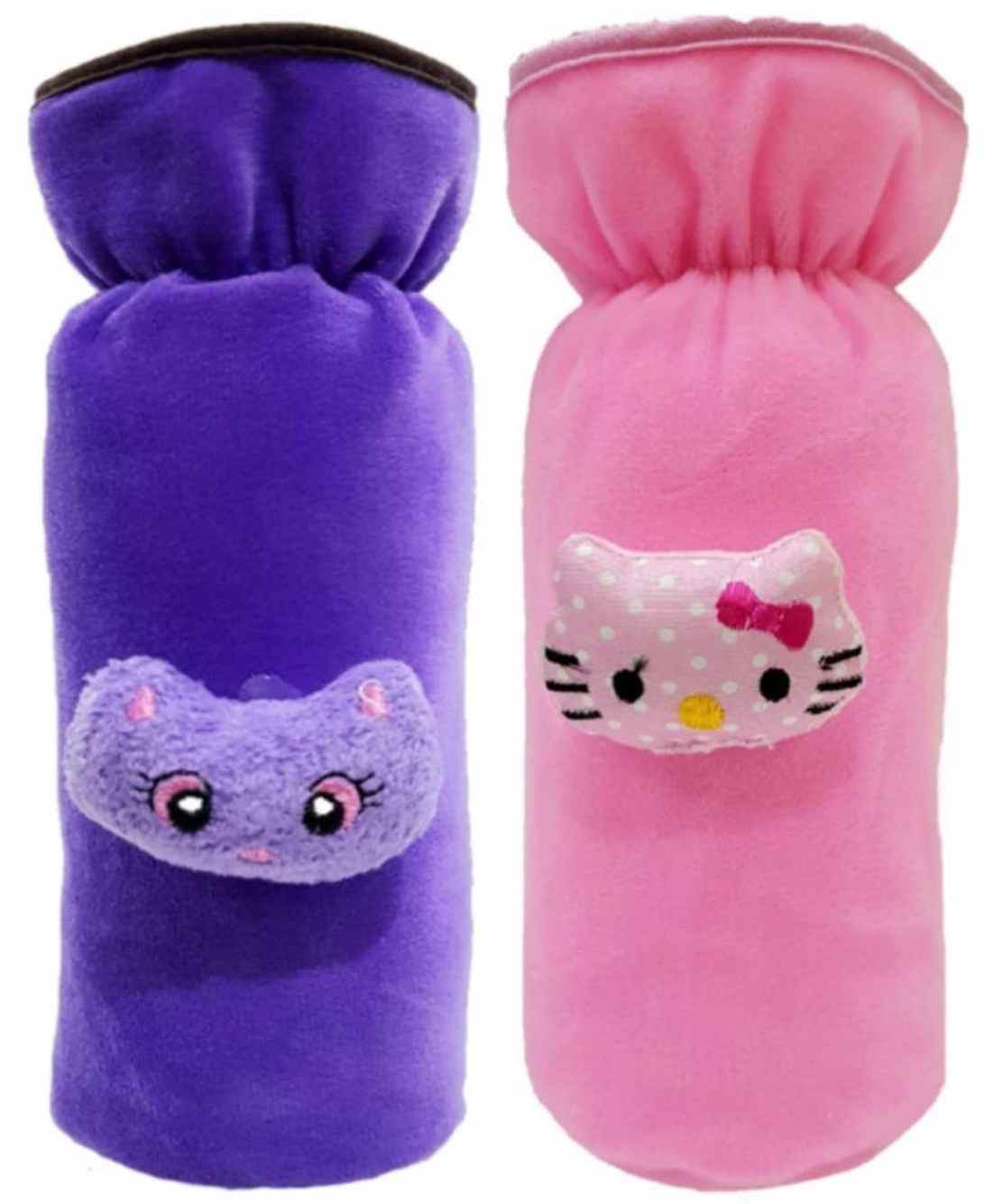 Brandonn Velvet Shearing Soft Bottle Cover With Motif Pink Purple Pack of 2 - Fits up to 250 ml-picture-22