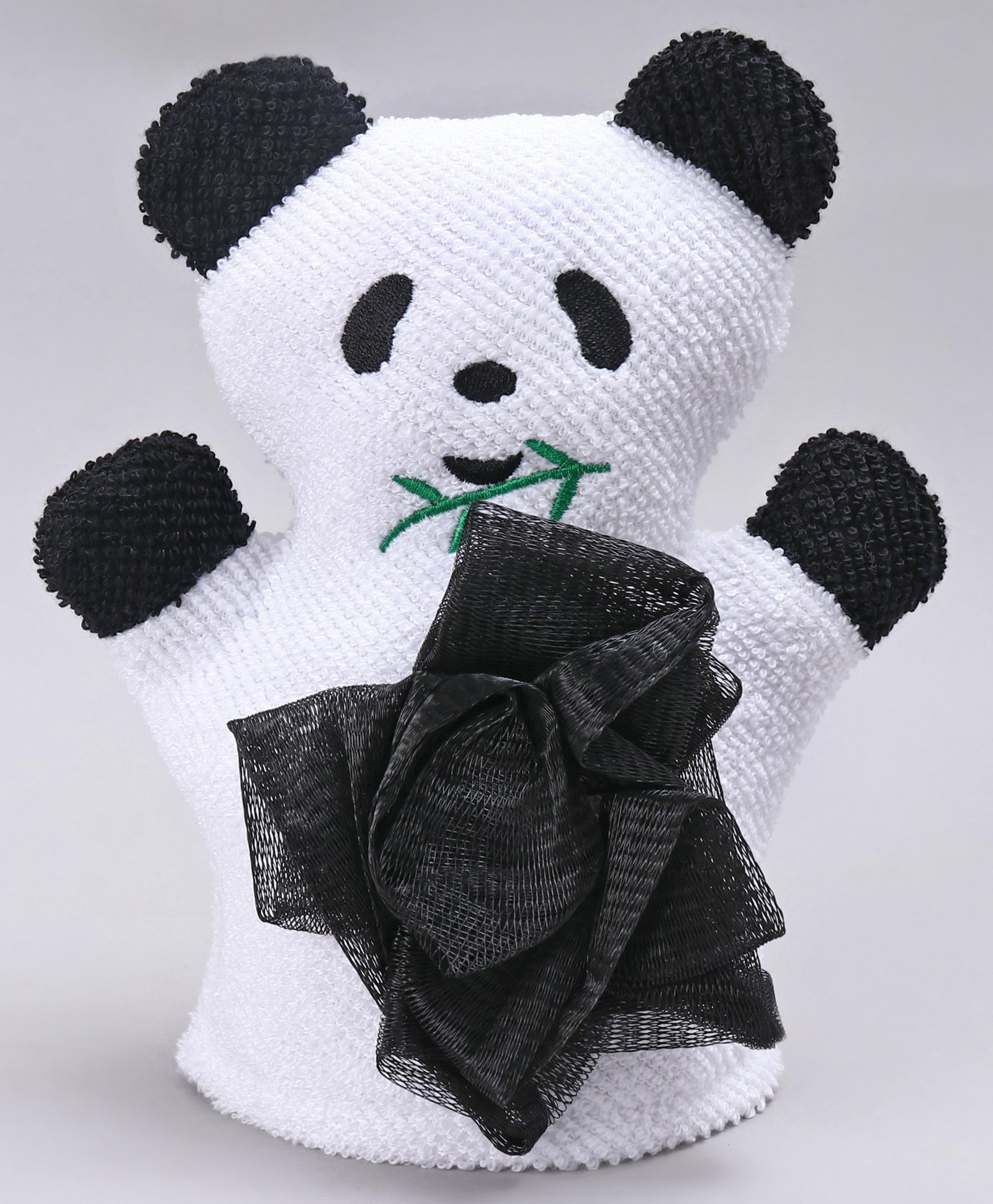 fab n funky Hand Bath Glove With Loofah Panda Design - White Black-picture-15