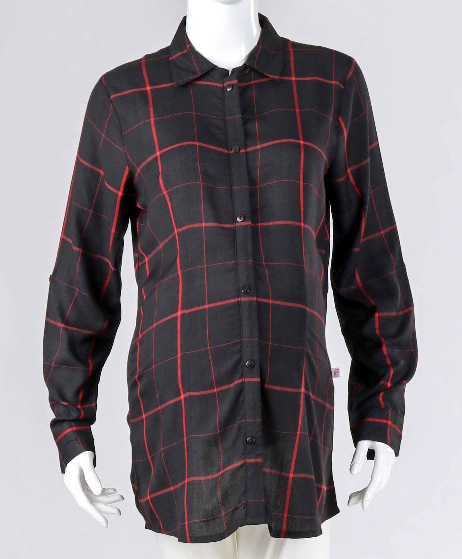 Kriti Full Sleeves Graph Checks Maternity Top - Black-image-43