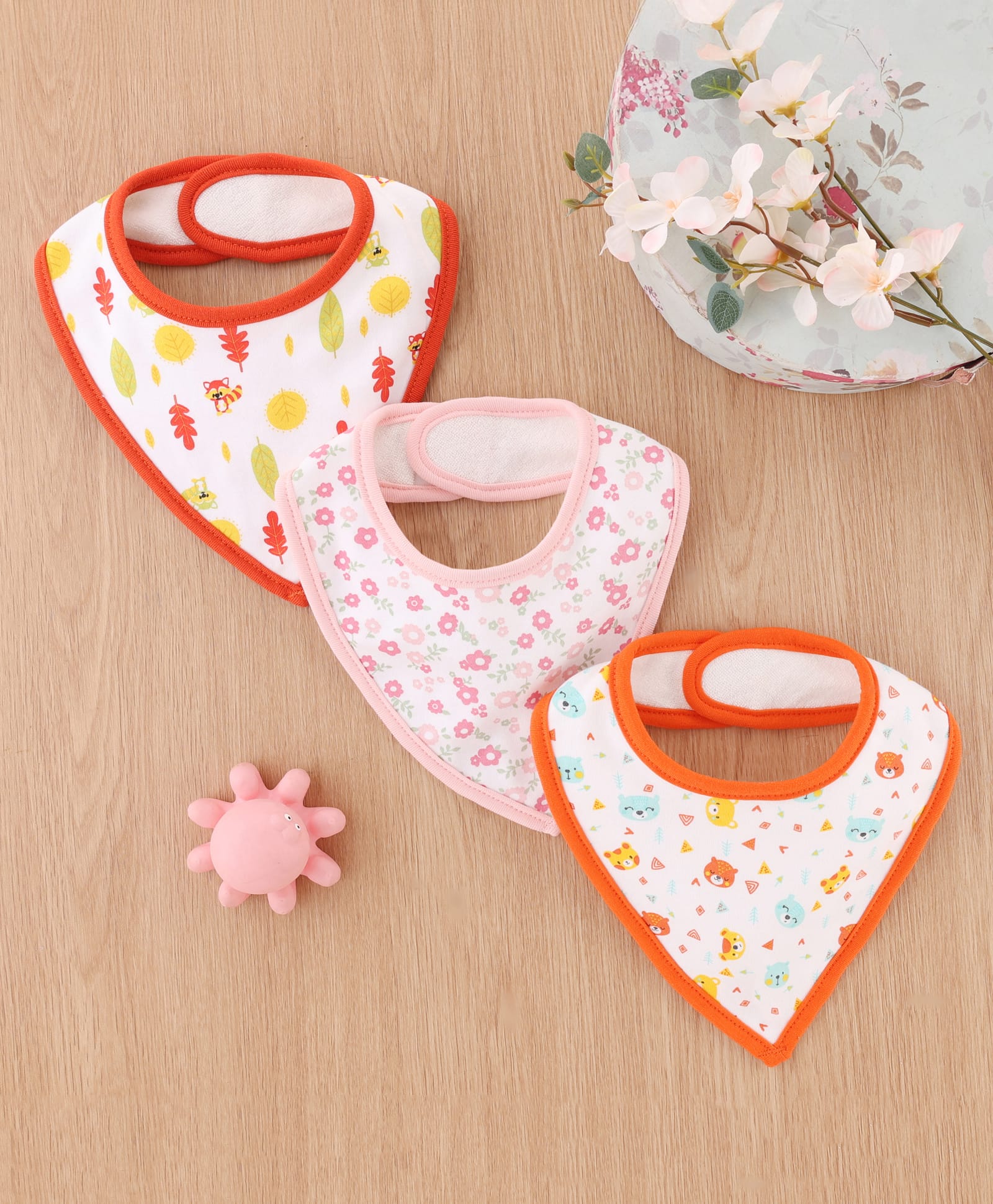 Babyhug Cotton Bibs Floral Print Set of 3 - Multicolor-picture-16