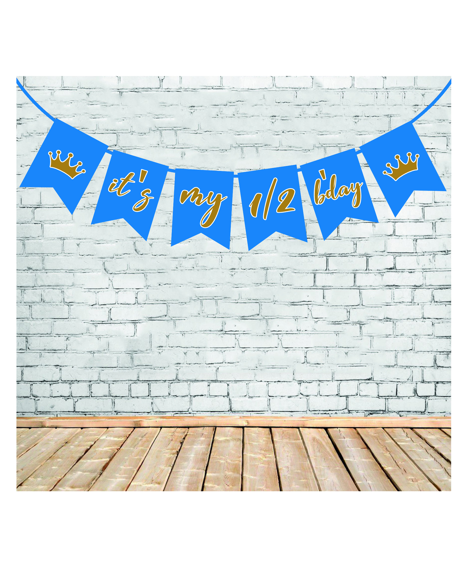 Funcart It's My 1/2 Birthday Banner Crown Design - Blue-image-36