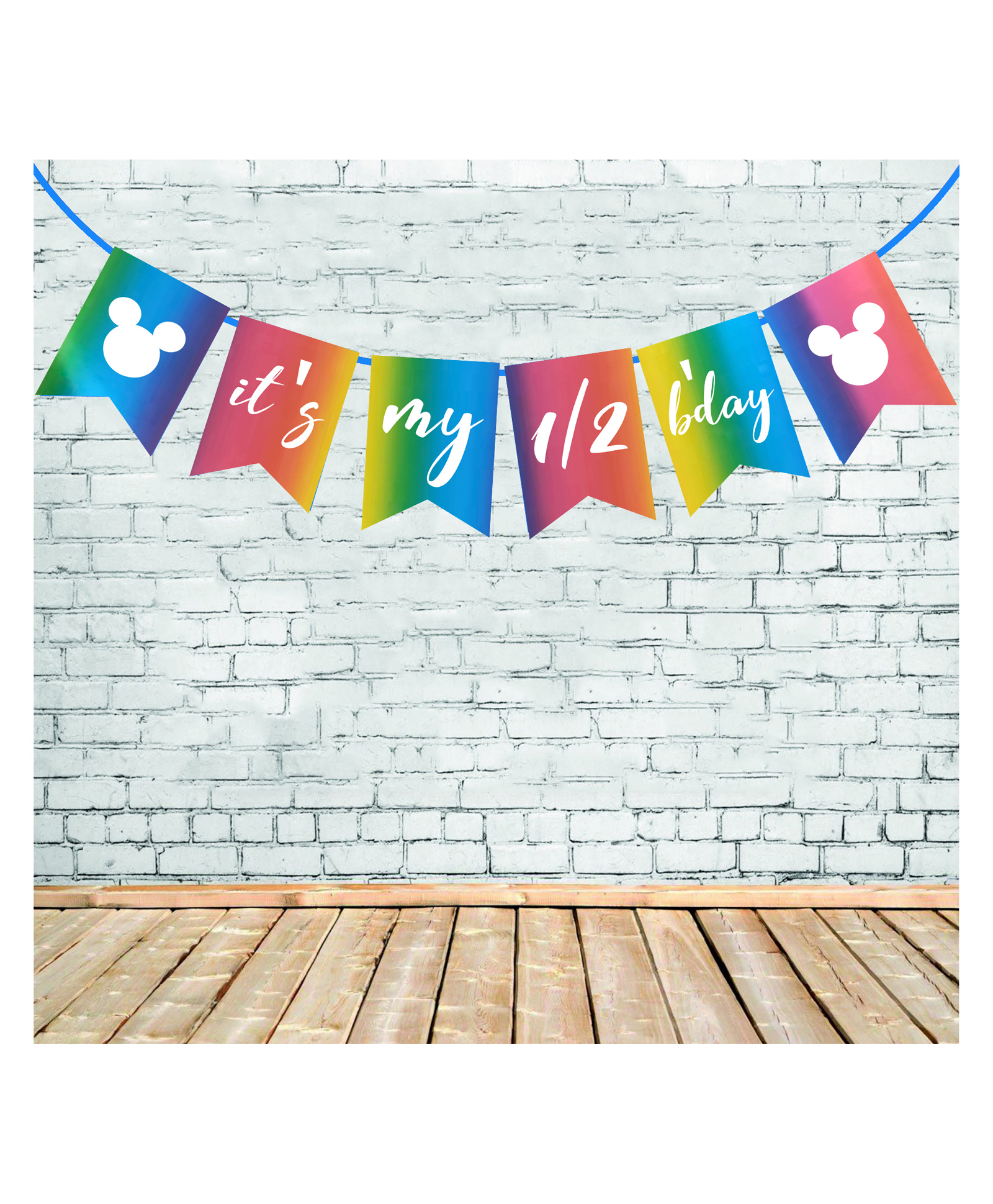 Funcart  Mickey Mouse It's My 1/2 Birthday Banner - Multicolor-image-20