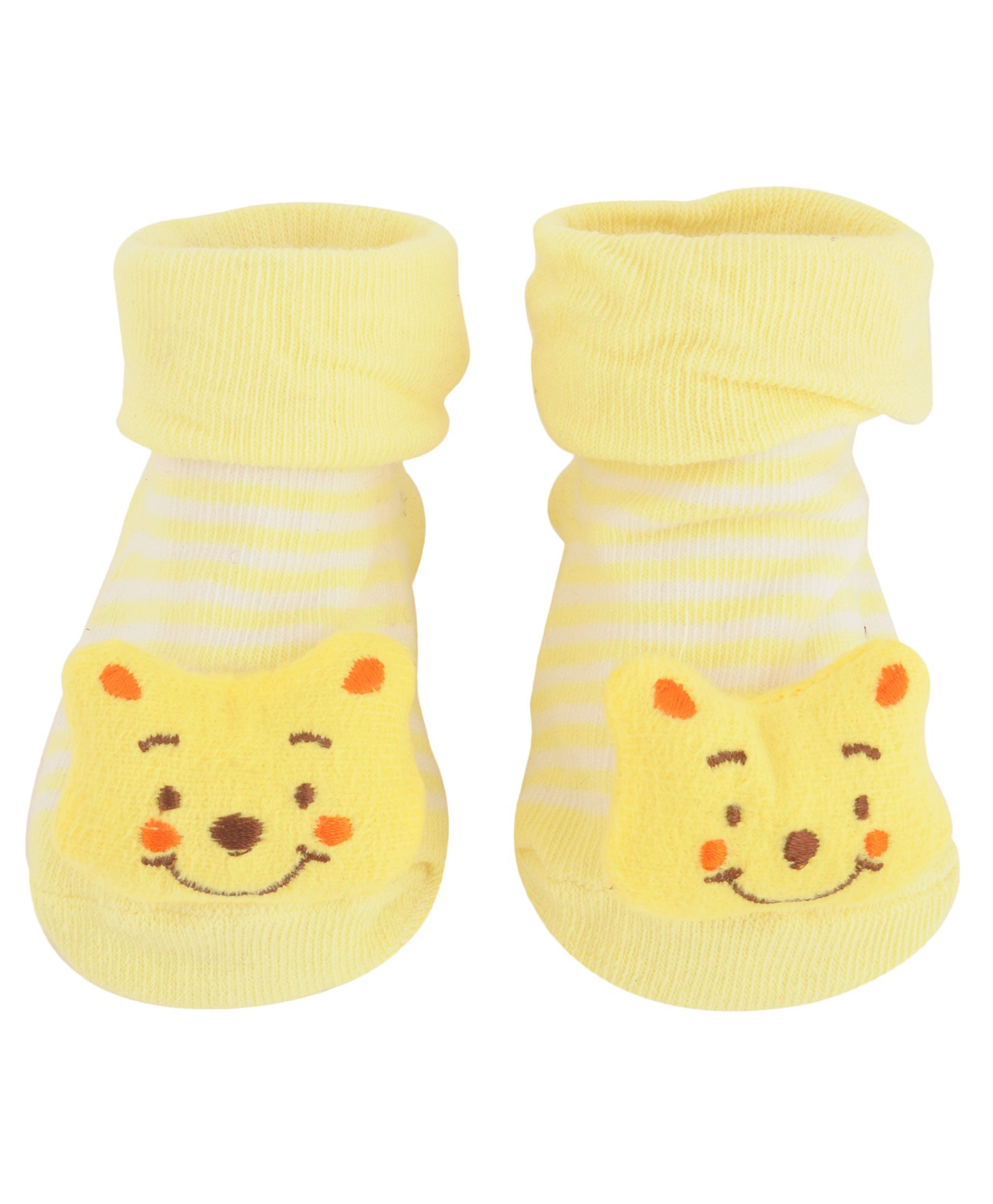 Yellow Bee Anti Skid Bear Face Applique Socks - Yellow-image-40