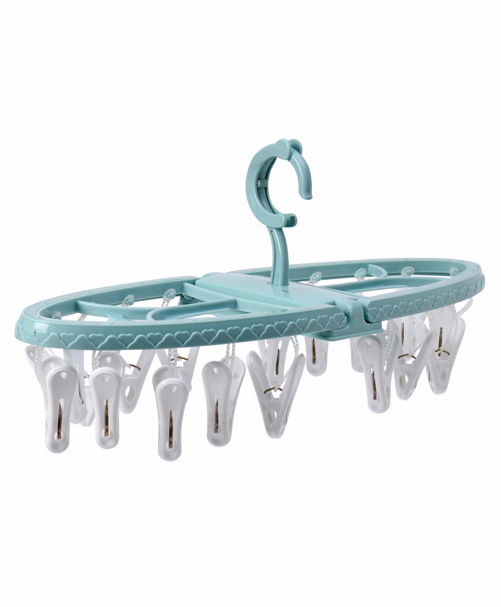 Circular Shaped Hanger With Clips White Aqua Blue - 18 Clips-image-4