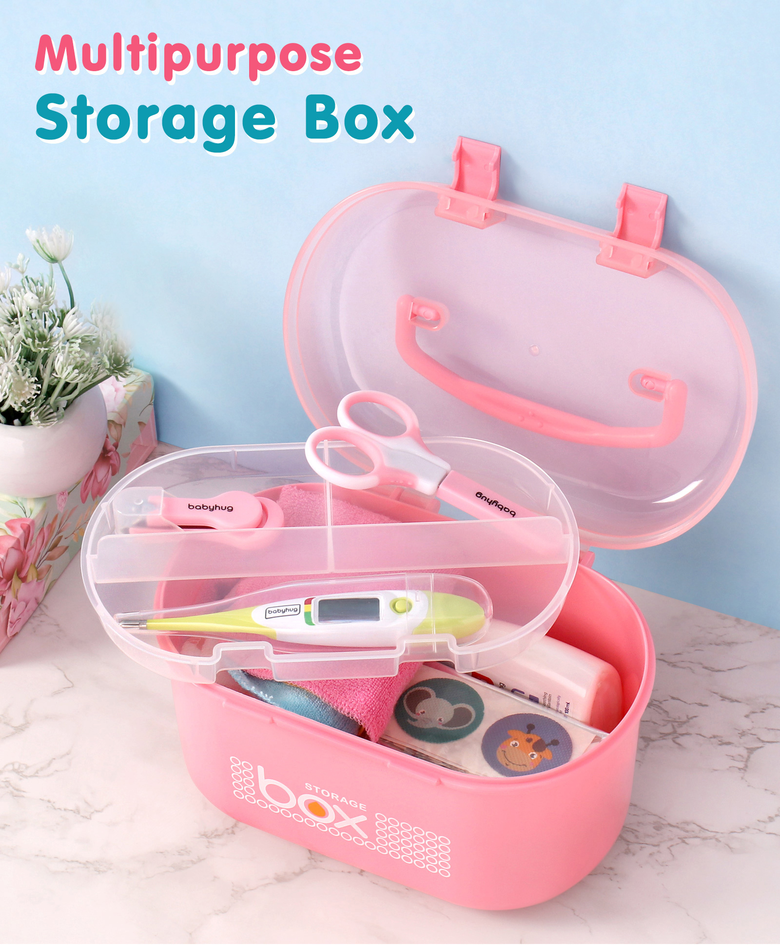 fab n funky Multipurpose Storage Box with Handle - Pink-picture-14