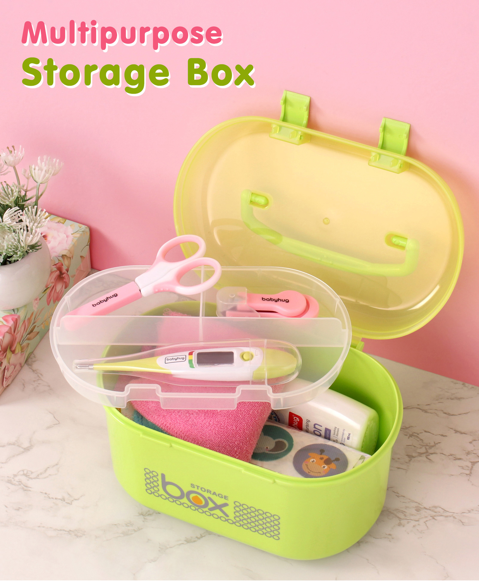 fab n funky Multipurpose Storage Box with Handle  - Green-picture-13