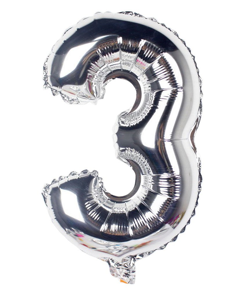 Party Anthem Number 3 Foil Balloon Silver - Height 40 cm-image-46