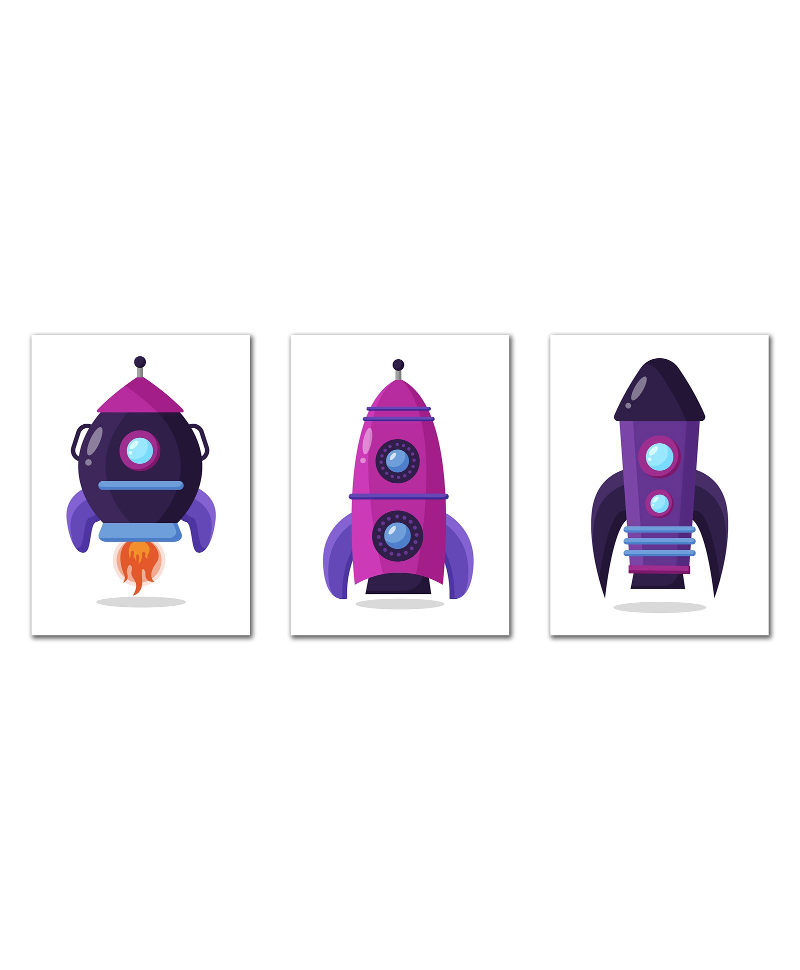 Wens Flying Rockets Set of 3 Sparkle Laminated Kids Wall Panels - Multicolor-picture-35