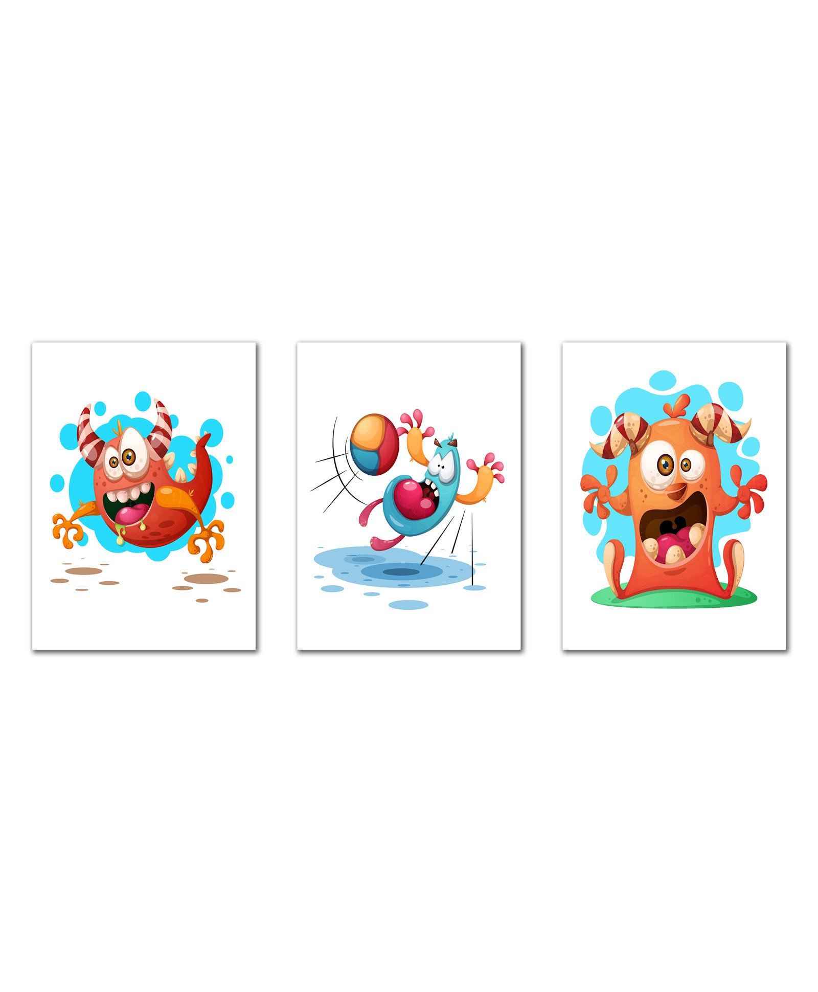 Wens Cartoon Monsters Set Of 3 Sparkle Laminated Kids Wall Panels - Multicolor-picture-38