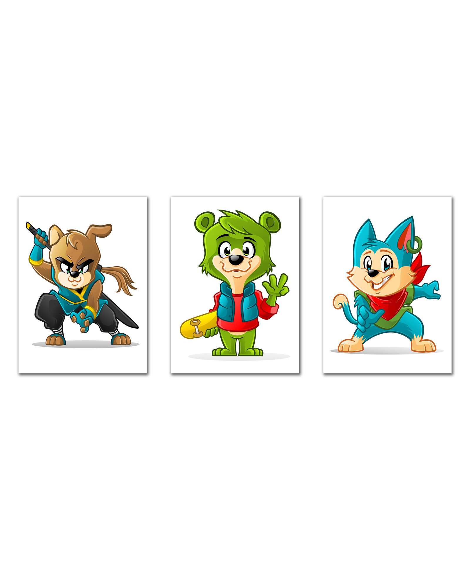Wens Sparkle Laminated Kids Wall Panels Cute Ninja Theme Set of 3 - Multicolor-picture-13