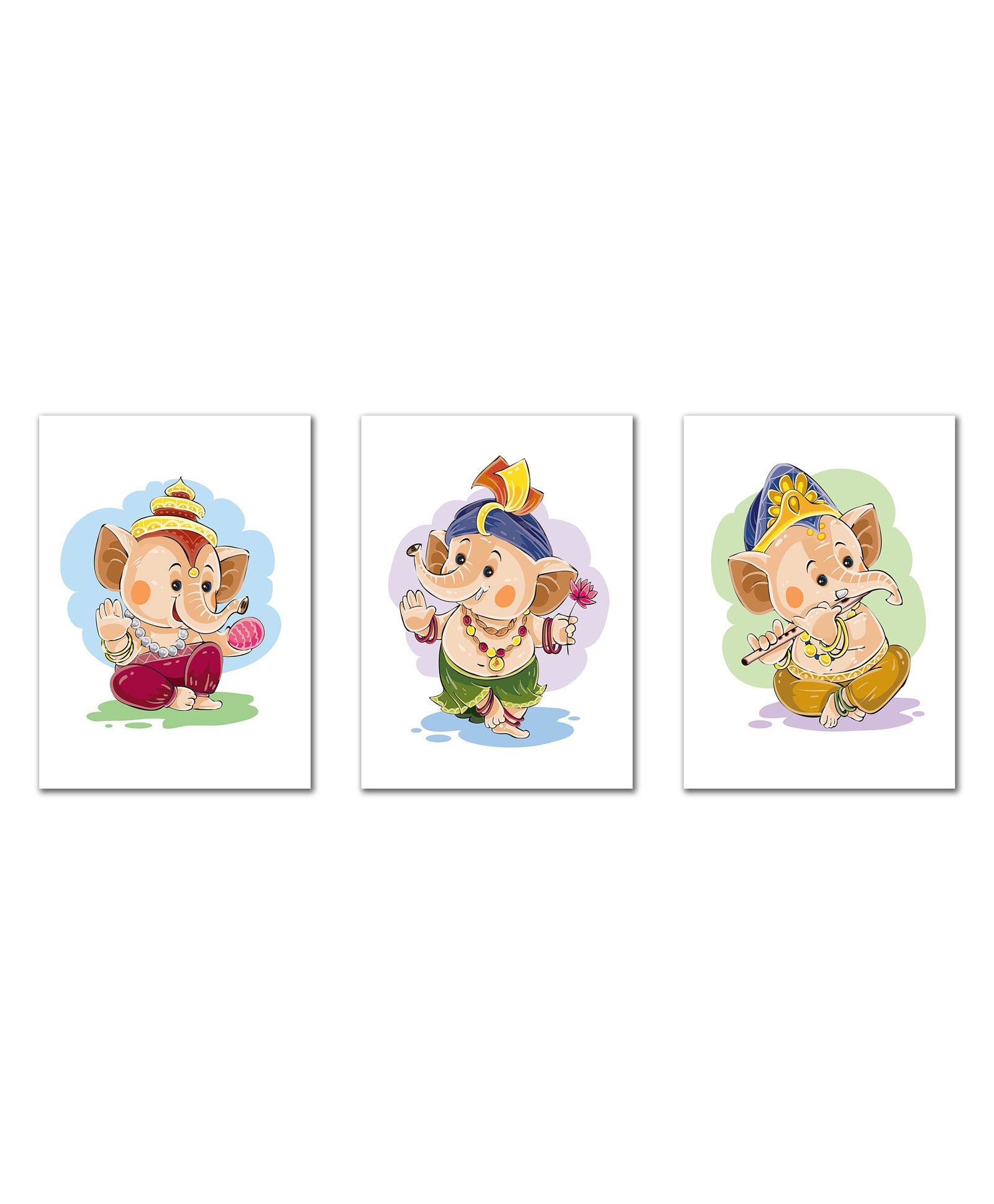Wens Sparkle Laminated Kids Wall Panels My Friend Ganesha Theme Set of 3 - Multicolor-picture-31
