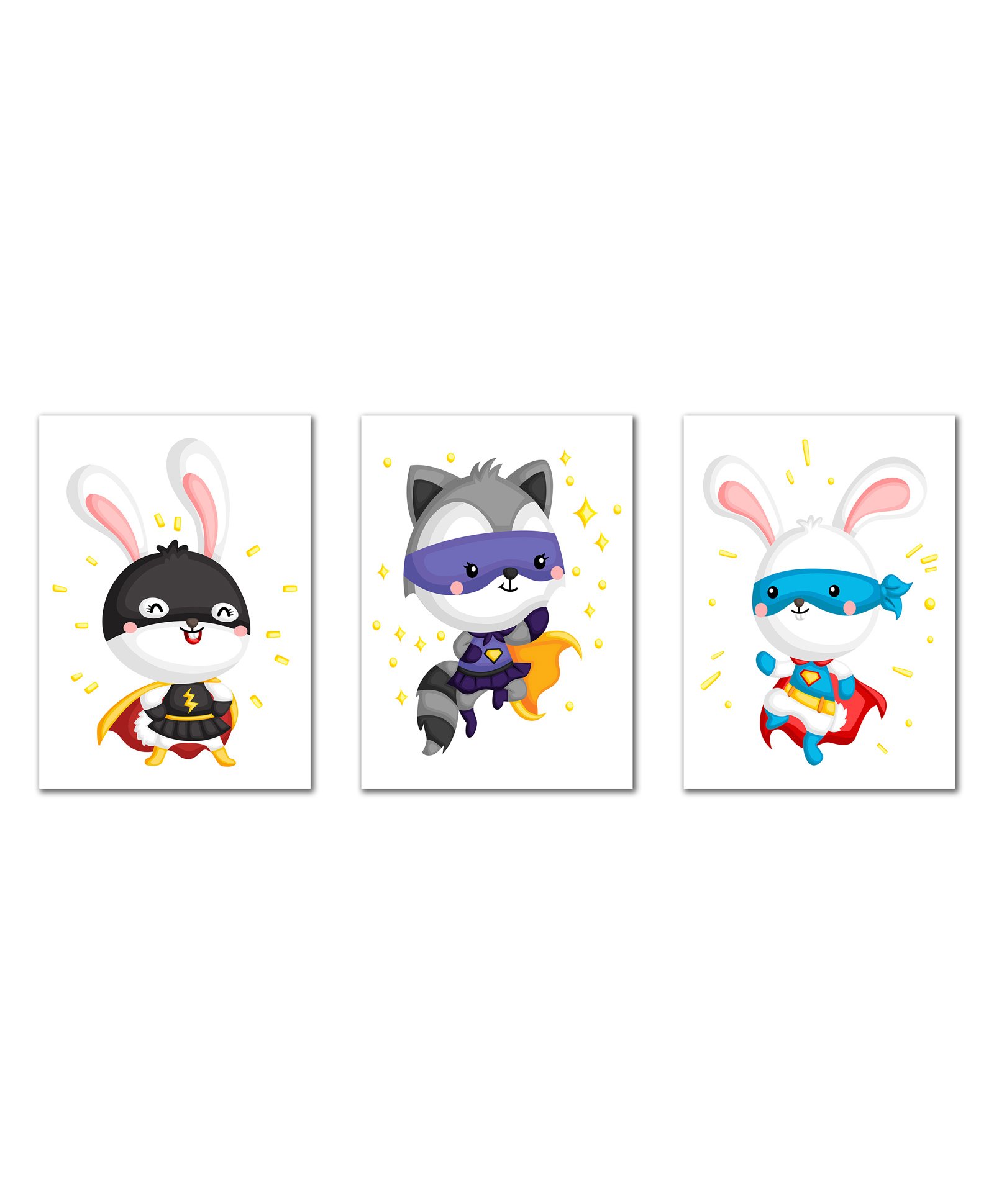 Wens Sparkle Laminated Kids Wall Panels Super Bunny Theme Set of 3 - Multicolor-picture-29
