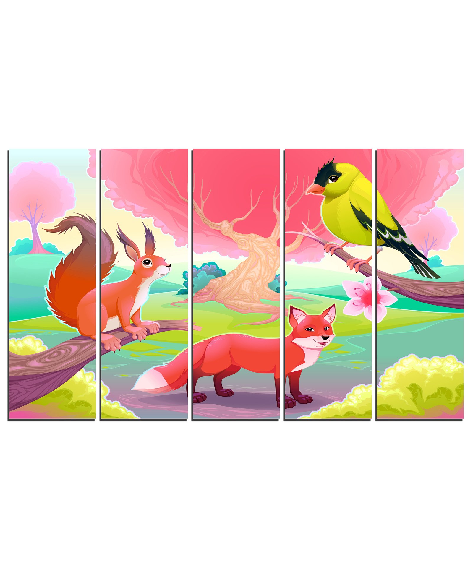 Wens Fantasy Scenery 5 Panels Velvet Laminated Wall Art - Multicolor-image-49