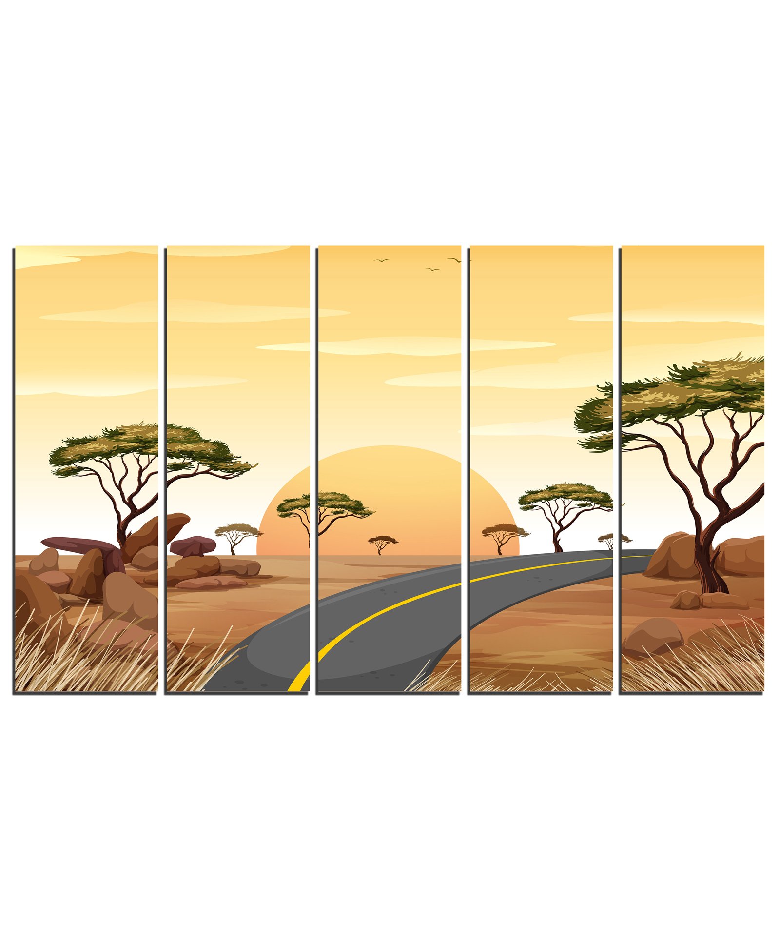 Wens Magic Scenery 5 Panels Velvet Laminated Wall Art - Multicolour-image-31