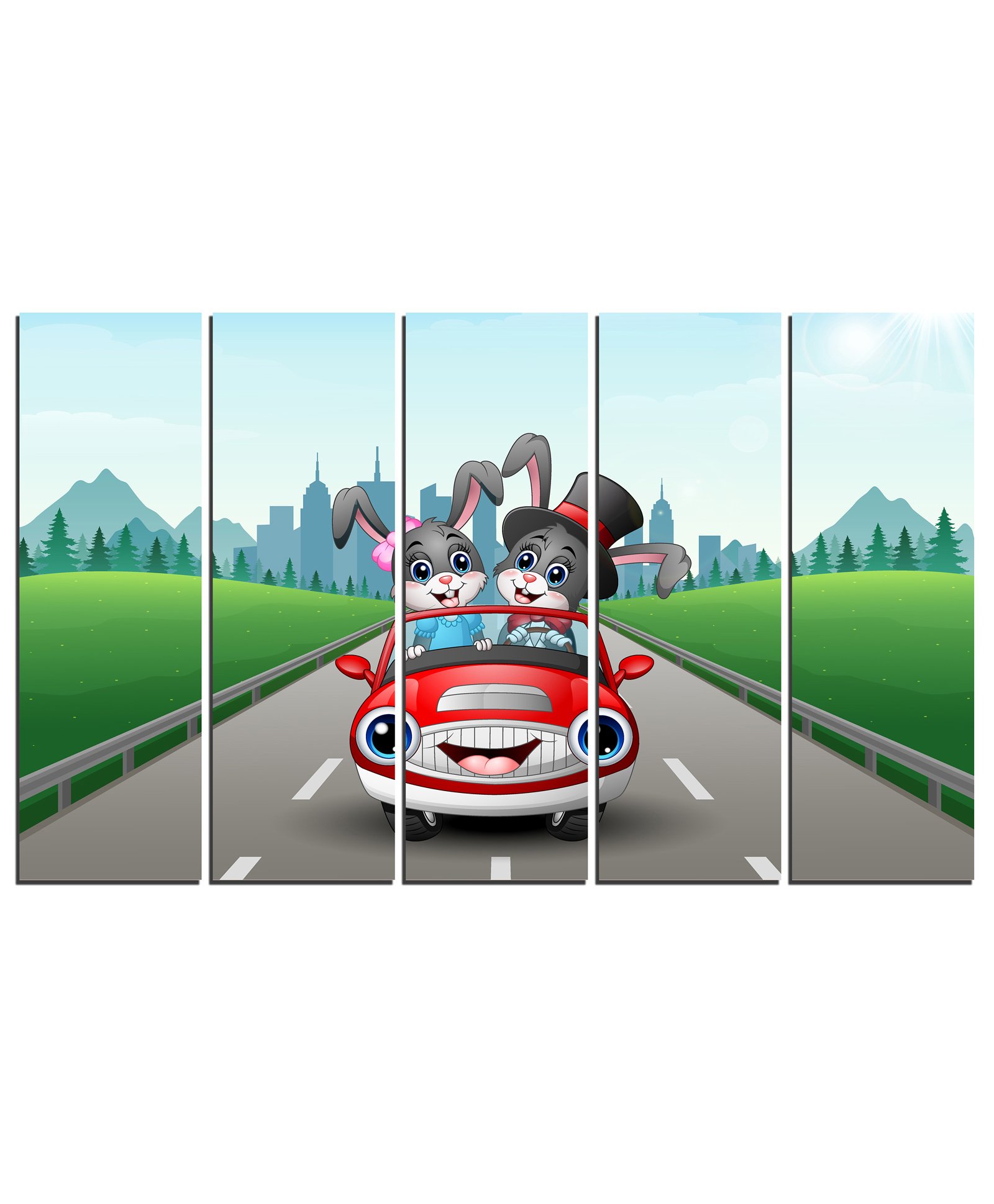 Wens Racing Cars 5 Panels Velvet Laminated Wall Art - Multicolour-image-10