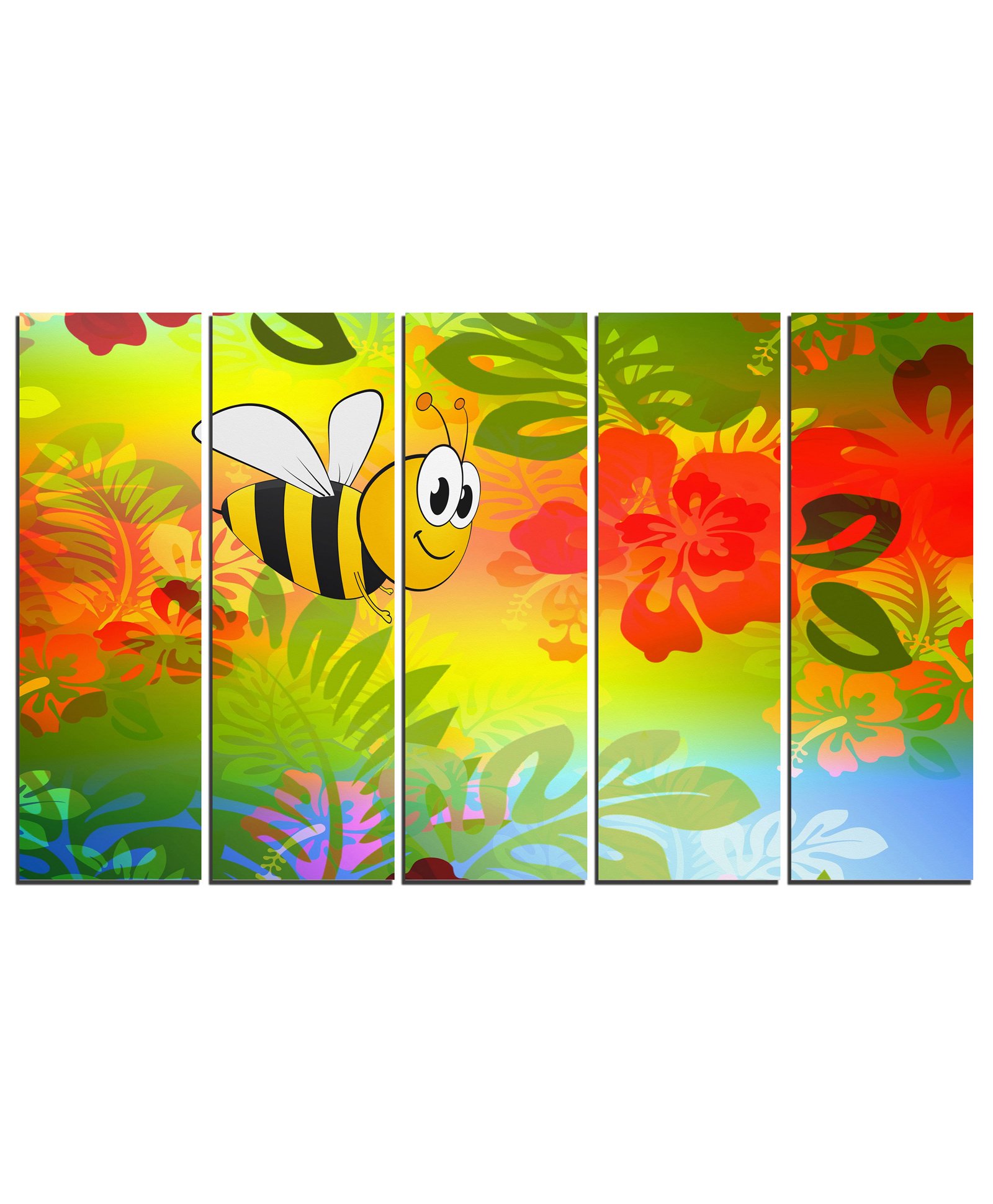 Wens Colorful World 5 Panels Velvet Laminated Wall Art - Multicolour-image-28