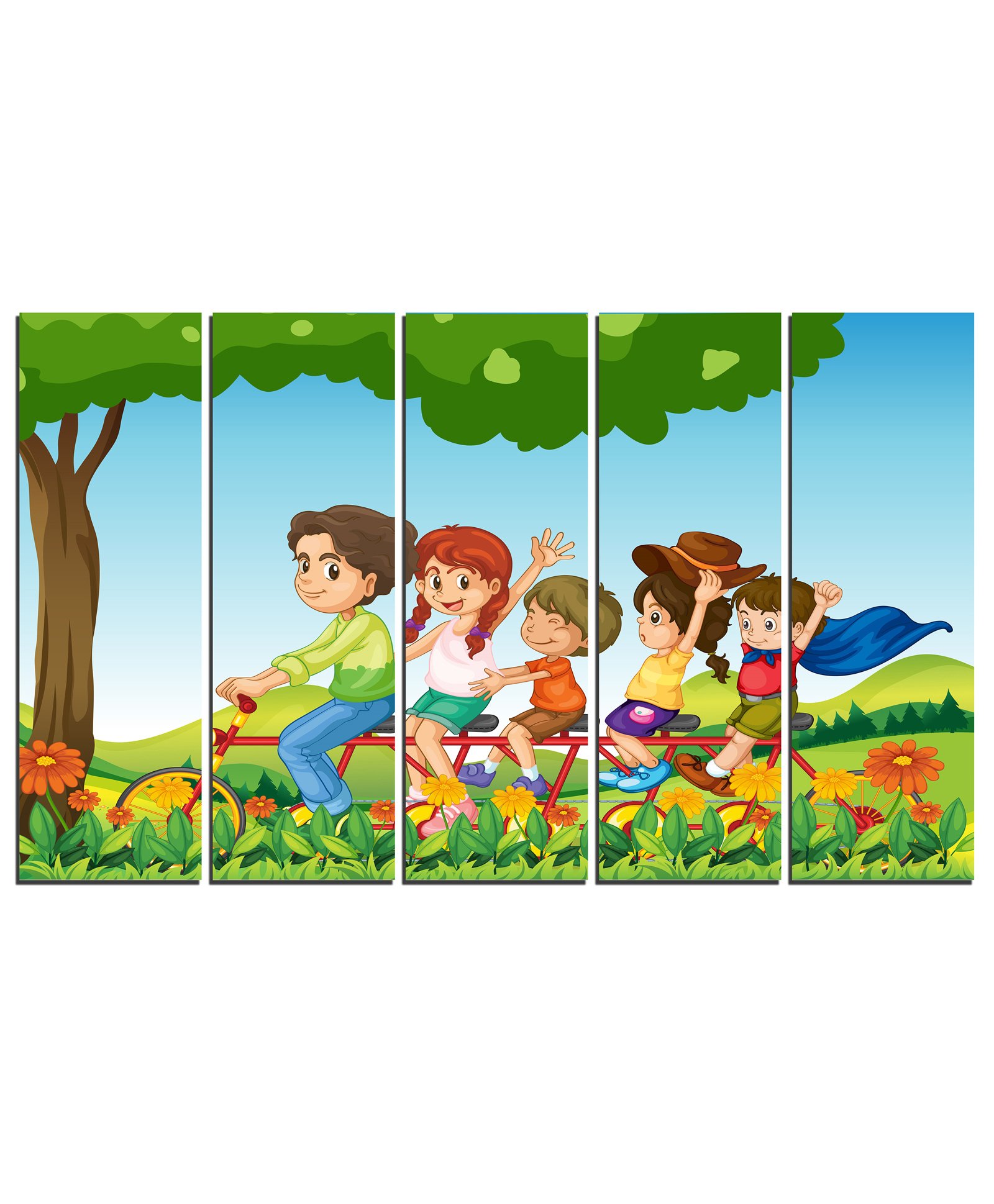Wens Happy Kids Velvet Laminated Wall Art With  5 Panels - Multicolor-picture-20